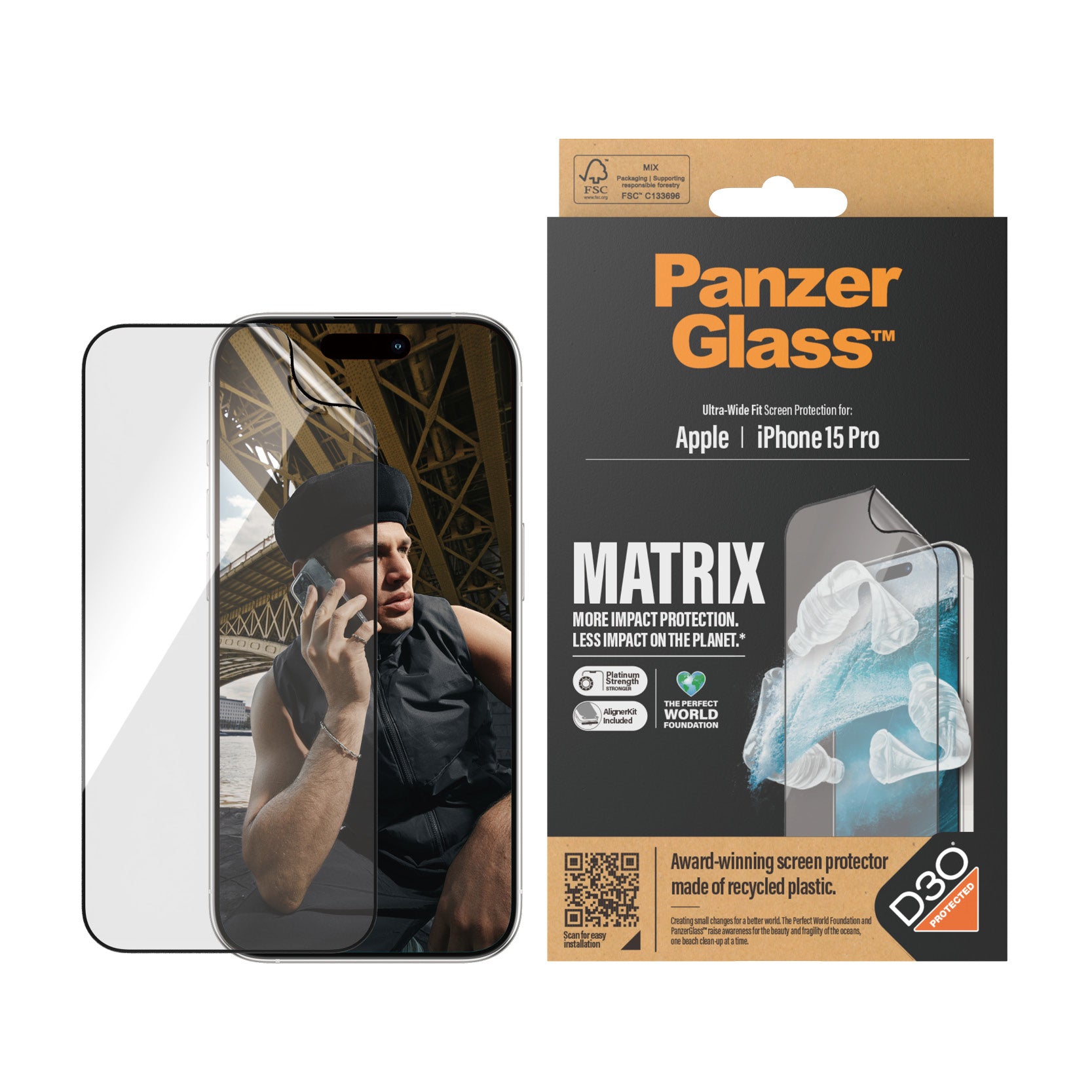  ck PanzerGlass 2818 5711724028182 Skärm- och Baksidesskydd till Mobiltelefoner   UWF Matrix with D30 (Rec. PET) www.electric