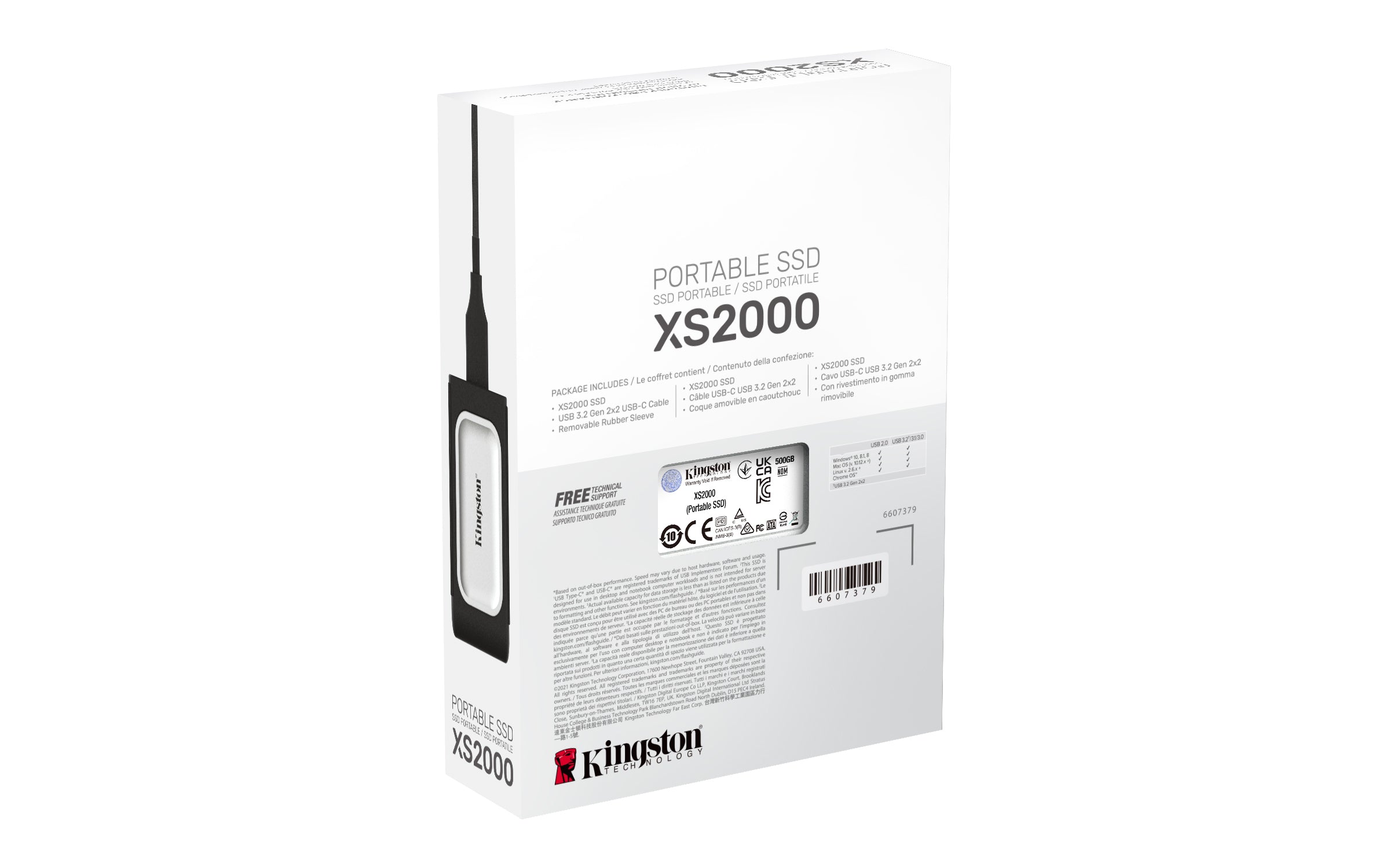   Gen 2 (3.1 Gen 2) Svart, Silver Kingston Technology SXS2000/500G 0740617321357|740617321357 Externa SSD-Hårddiskar   XS2000