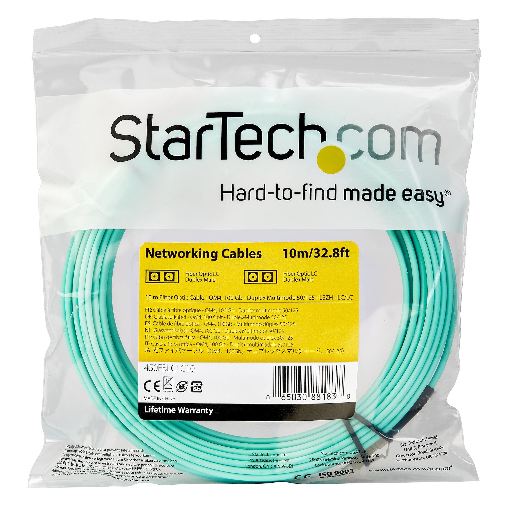   patchkabel StarTech.com 450FBLCLC10 0065030881838|065030881838 InfiniBand och Fiberoptiska Kablar   10 m OM4 LC till LC-mul