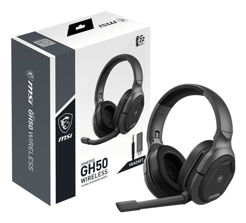  dlös Huvudband Spela Svart MSI IMMERSE GH50 WIRELESS 0824142280744|824142280744 Hörlurar och Headsets   Immerse GH50 Wireles