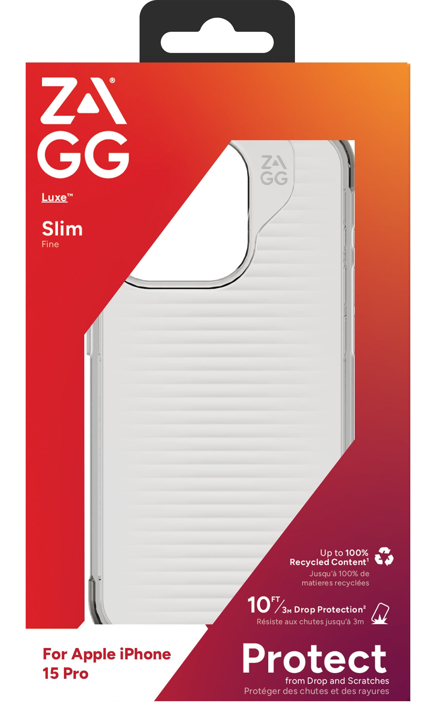   Clear EN/FR ZAGG 702312586 0840056193192|840056193192 Mobiltelefonfodral   Cases Luxe PCR Apple iPhone 15 Pro Clear EN/FR w