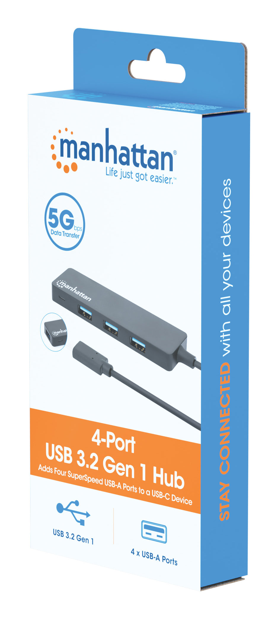  uff.se ElectricalStuff.se   Manhattan 164924 gränssnittshubbar USB 3.2 Gen 1 (3.1 Gen 1) Type-C 5000 Mbit/s Svart Manhattan 