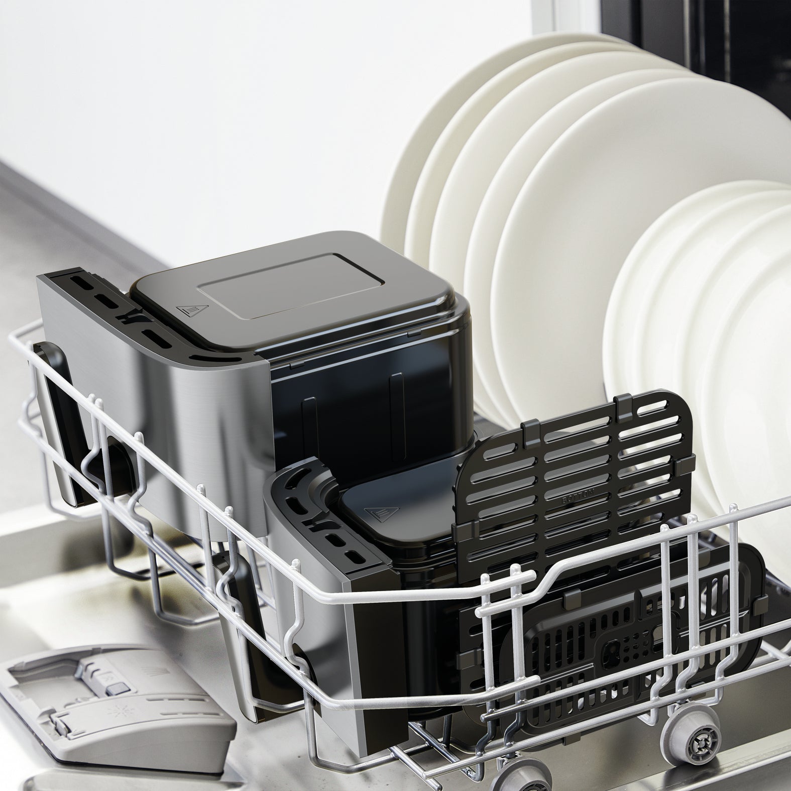  & Grill EY905D Dubbel 8,3 l Fristående 2700 W Varmluftsfritös Rostfritt stål Tefal EY905D10 3045380024236 Fritöser Dual Eas