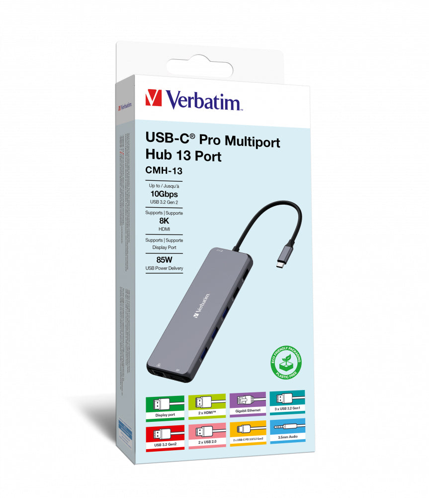  www.electricalstuff.se ElectricalStuff.se   Verbatim CMH-13 USB Type-C 10000 Mbit/s Silver Verbatim 32153 0023942321538|0239
