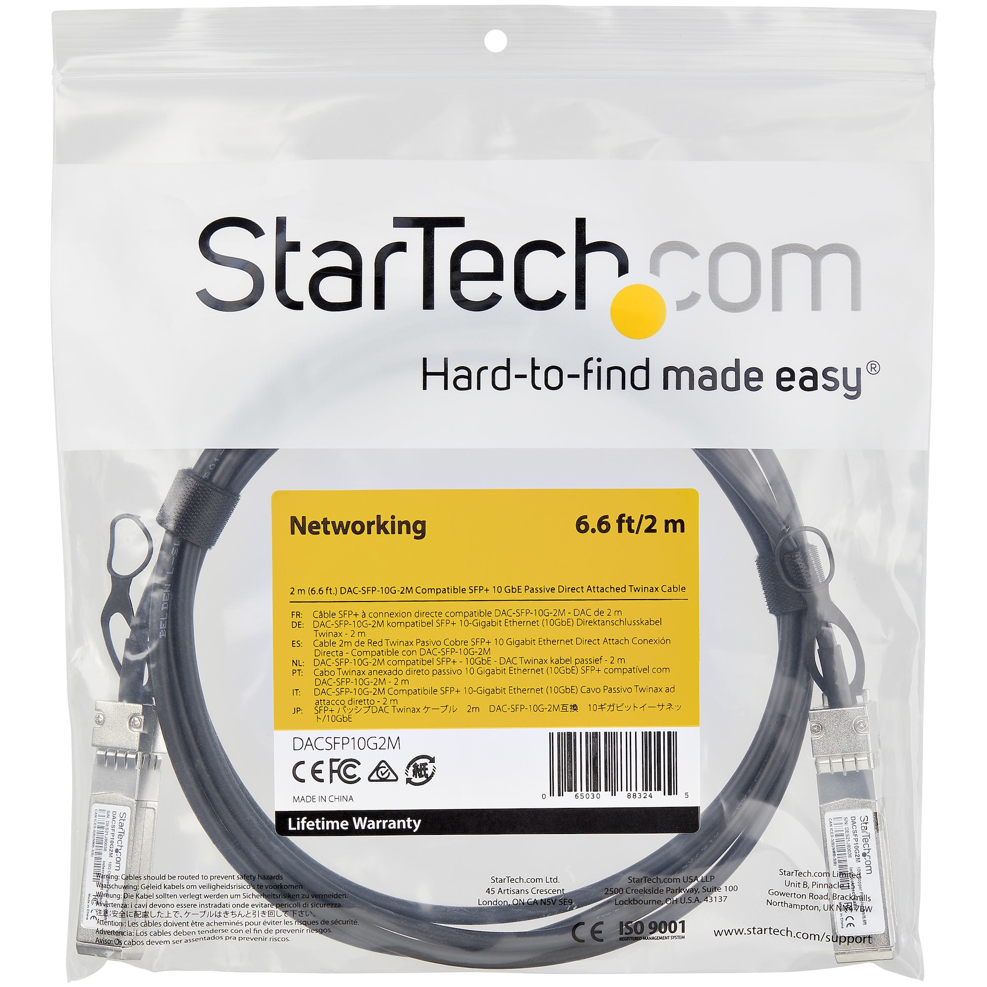  icalstuff.se ElectricalStuff.se   StarTech.com Dell EMC DAC-SFP-10G-2M-kompatibel SFP+ twinaxkabel för direktanslutning - 2 