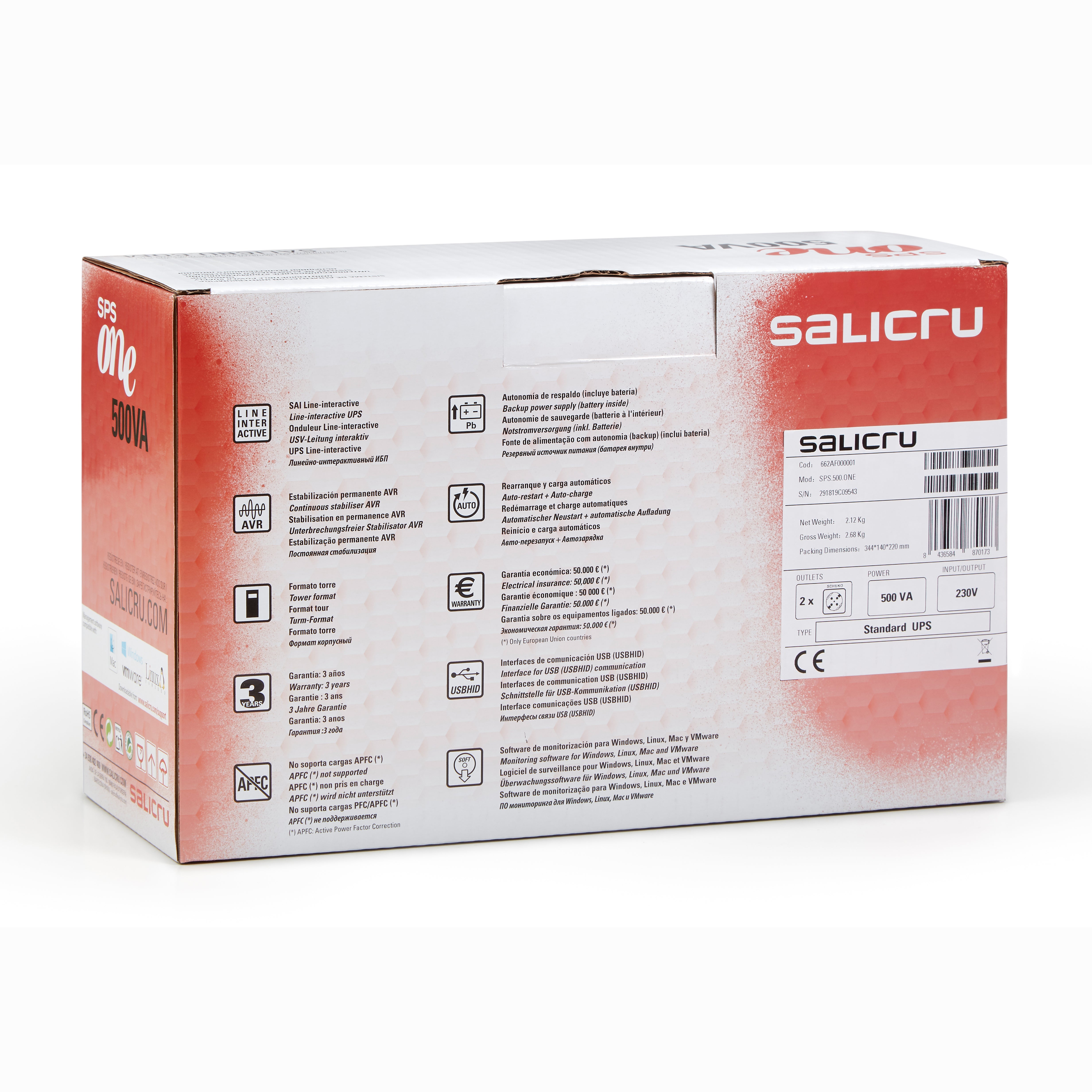  -utgångar Salicru 662AF000001 8436584870173 Strömskydd (UPS)   662AF000001 www.electricalstuff.se ElectricalStuff.se   Salic