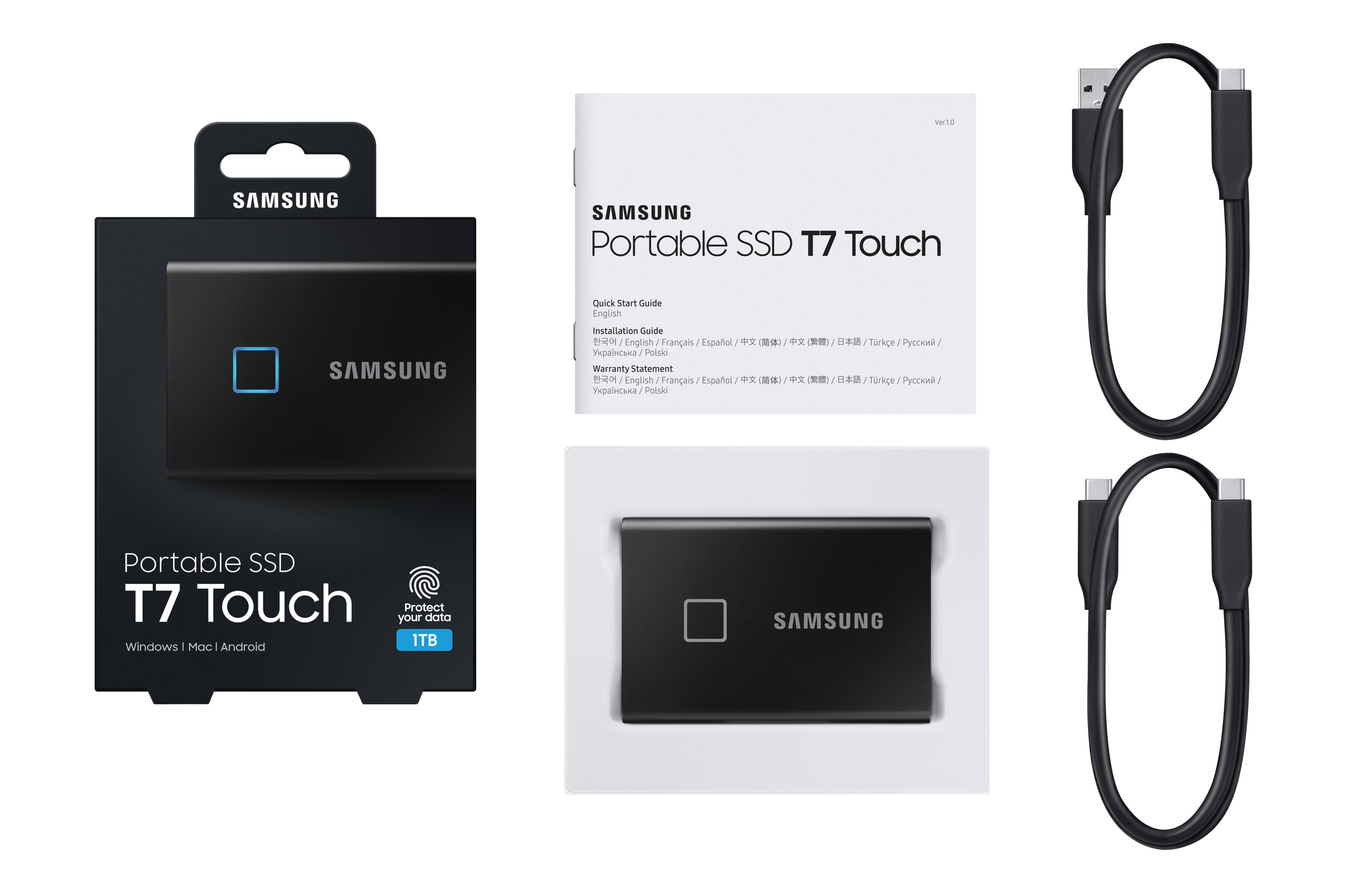   3.2 Gen 2 (3.1 Gen 2) Svart Samsung MU-PC1T0K/WW 8806090195297|0887276380902|887276380902 Externa SSD-Hårddiskar   MU-PC1T0