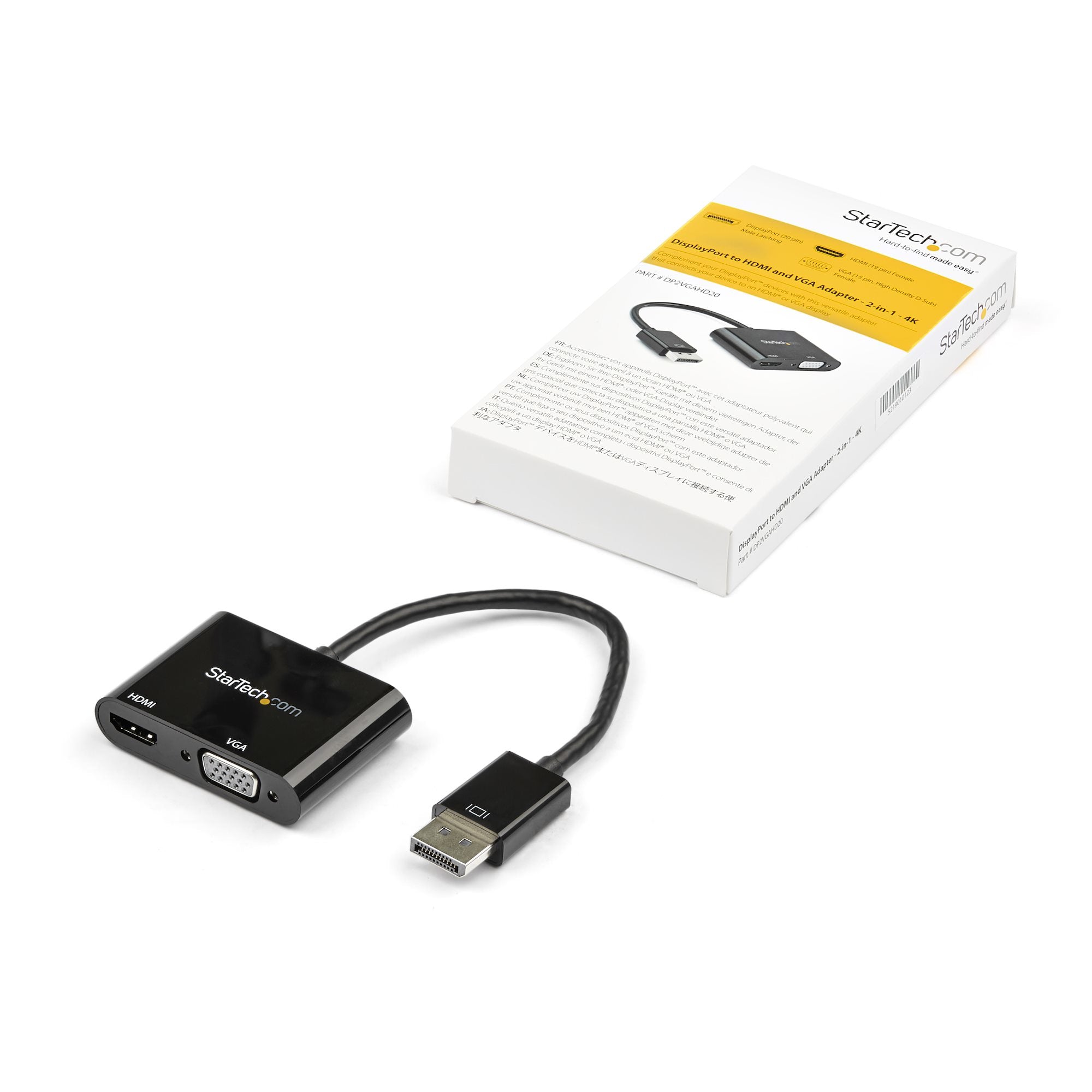  DisplayPort till HDMI VGA-adapter - 4K 60 Hz StarTech.com DP2VGAHD20 0065030884419|065030884419 Videokabeladaptrar   Display