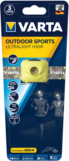  ORTS ULTRALIGHT H30R Lime Pannbandsficklampa LED Varta 18631 201 401 4008496996988 Ficklampor   OUTDOOR SPORTS ULTRALIGHT H3