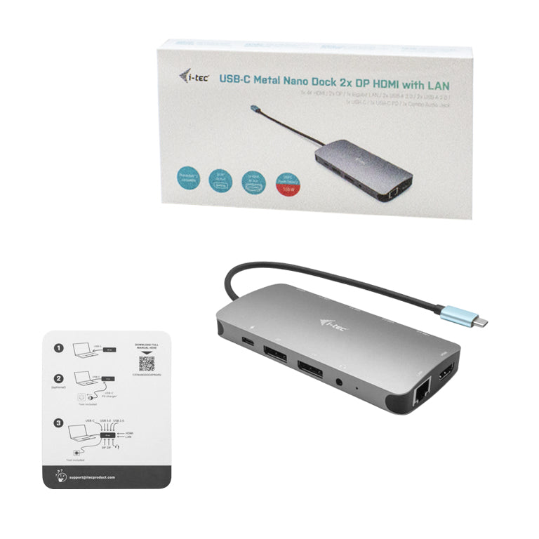  abel USB 3.2 Gen 1 (3.1 Gen 1) Type-C Silver i-tec C31NANODOCKPROPD 8595611703348 Dockningsstationer För Bärbara Datorer Met