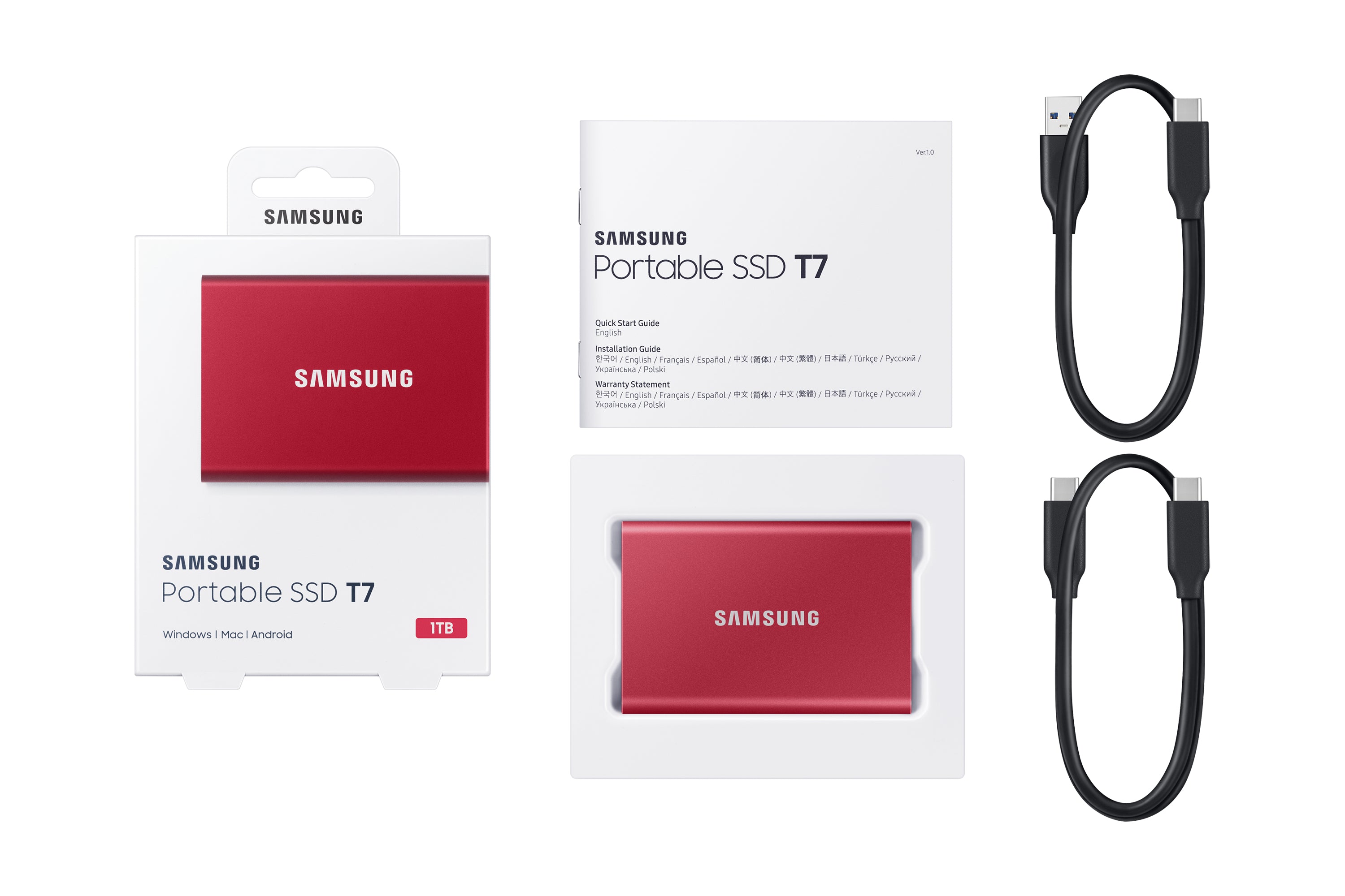 .2 Gen 2 (3.1 Gen 2) Röd Samsung MU-PC1T0R/WW 8806090312458|0887276397009|887276397009 Externa SSD-Hårddiskar   Portable SSD