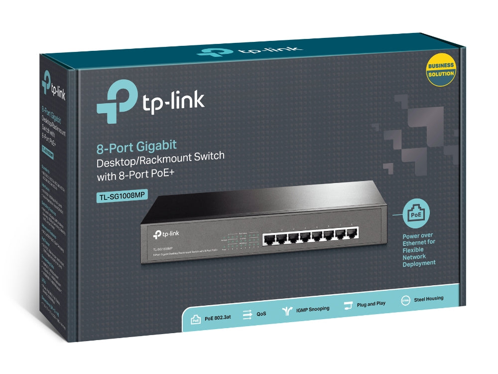  t (PoE) stöd Svart TP-Link TL-SG1008MP  Nätverksswitchar   TL-SG1008MP www.electricalstuff.se ElectricalStuff.se   TP-Link T