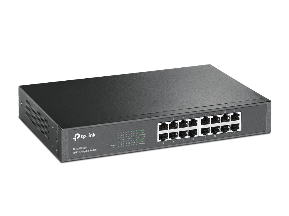   Svart TP-Link TL-SG1016D  Nätverksswitchar   TL-SG1016D www.electricalstuff.se ElectricalStuff.se   TP-Link TL-SG1016D nätv