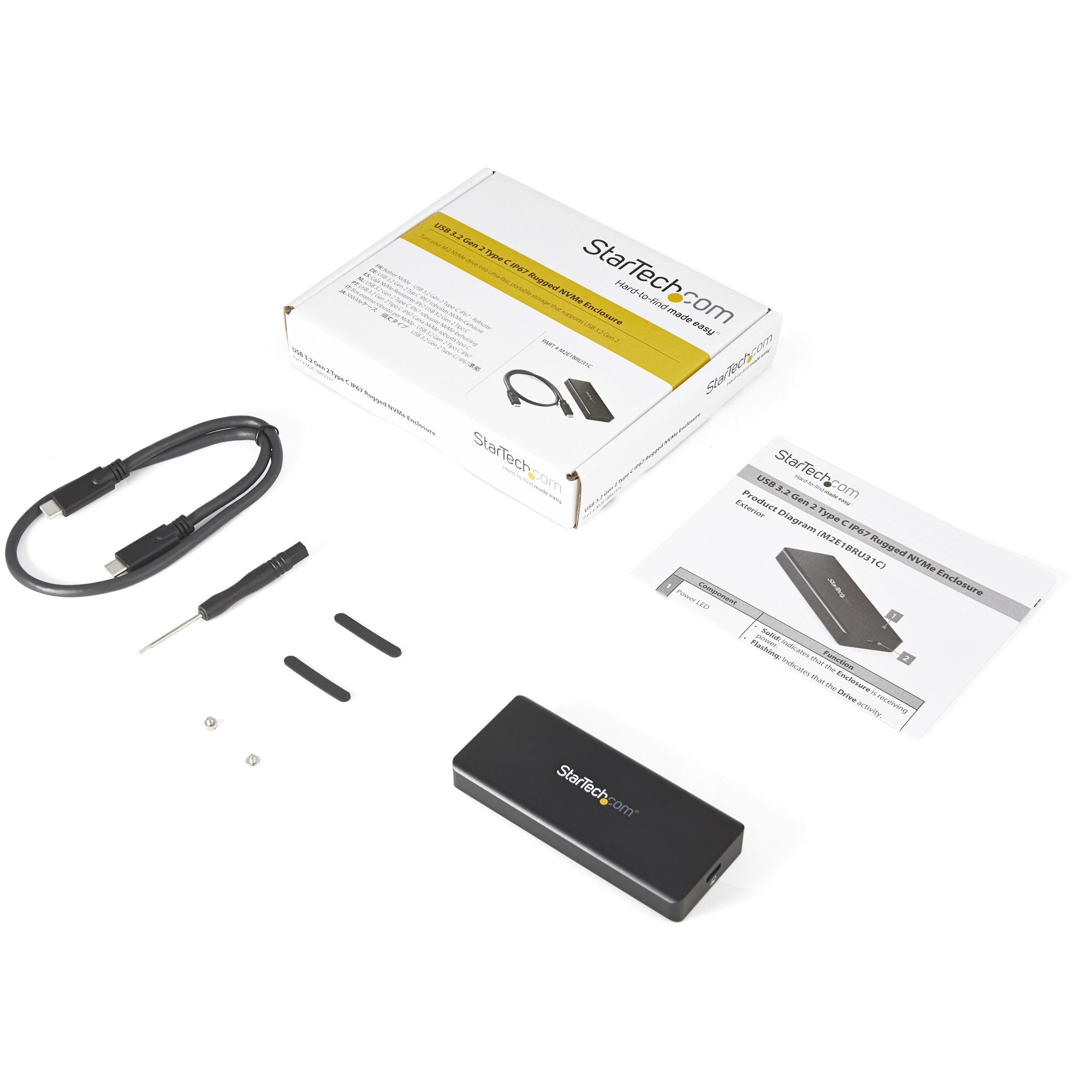  en 2 10 Gbit/s StarTech.com M2E1BRU31C 0065030889476|065030889476 Höljen för lagringsenheter   M.2 NVMe PCIe SSD-inneslutnin