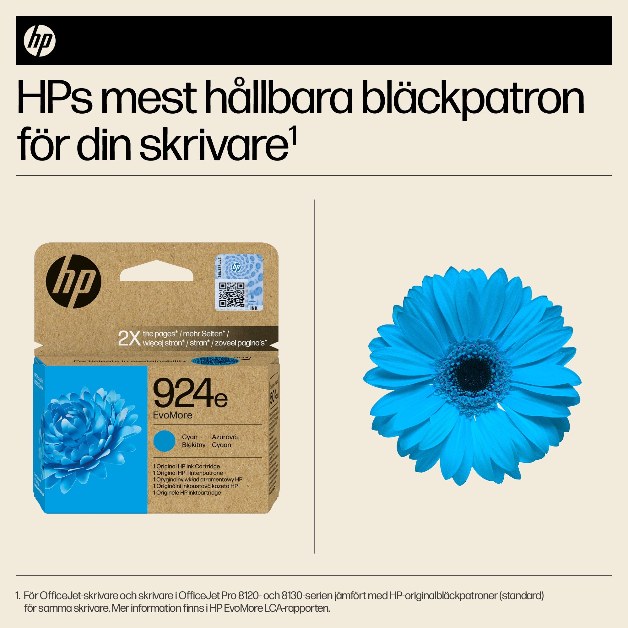  147425 Bläckpatroner   924e EvoMore cyan originalbläckpatron www.electricalstuff.se ElectricalStuff.se   HP 924e EvoMore cya
