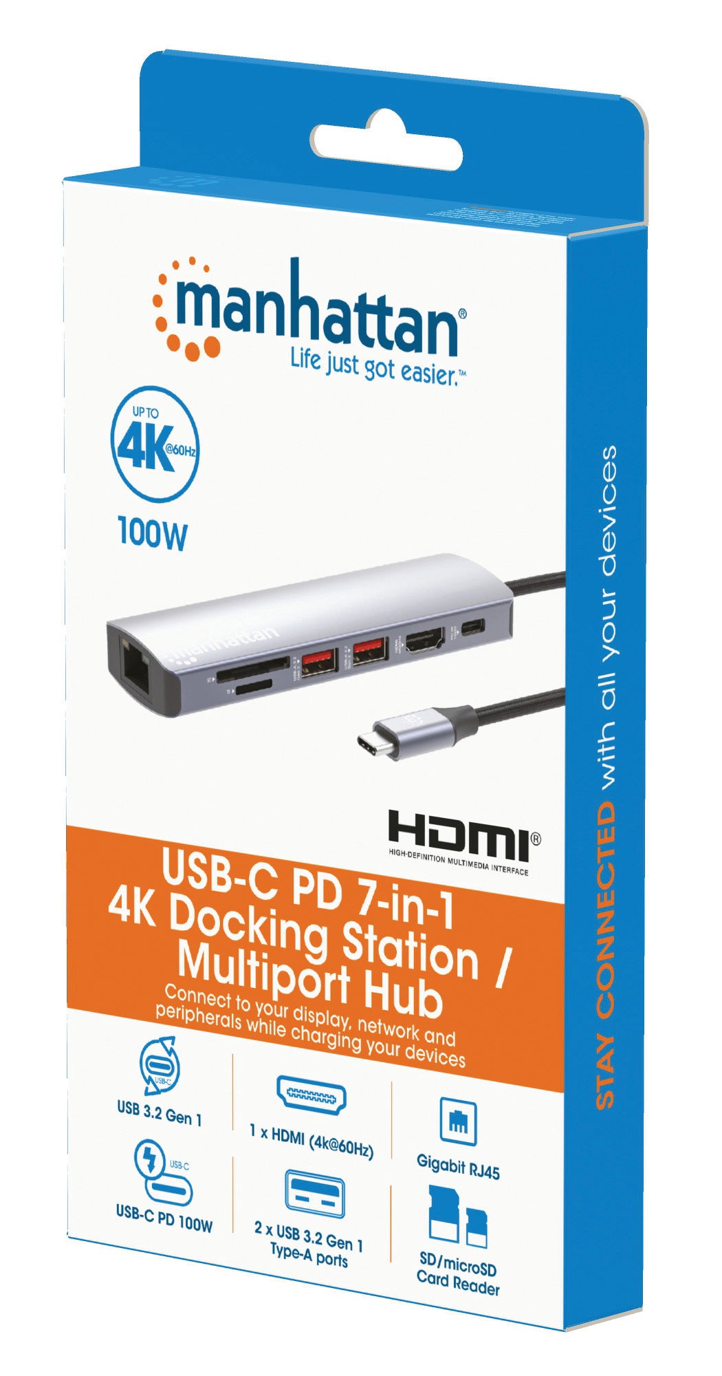 se   Manhattan 153966 dockningsstationer för bärbara datorer Kabel USB 3.2 Gen 2 (3.1 Gen 2) Type-C Silver Manhattan 153966 