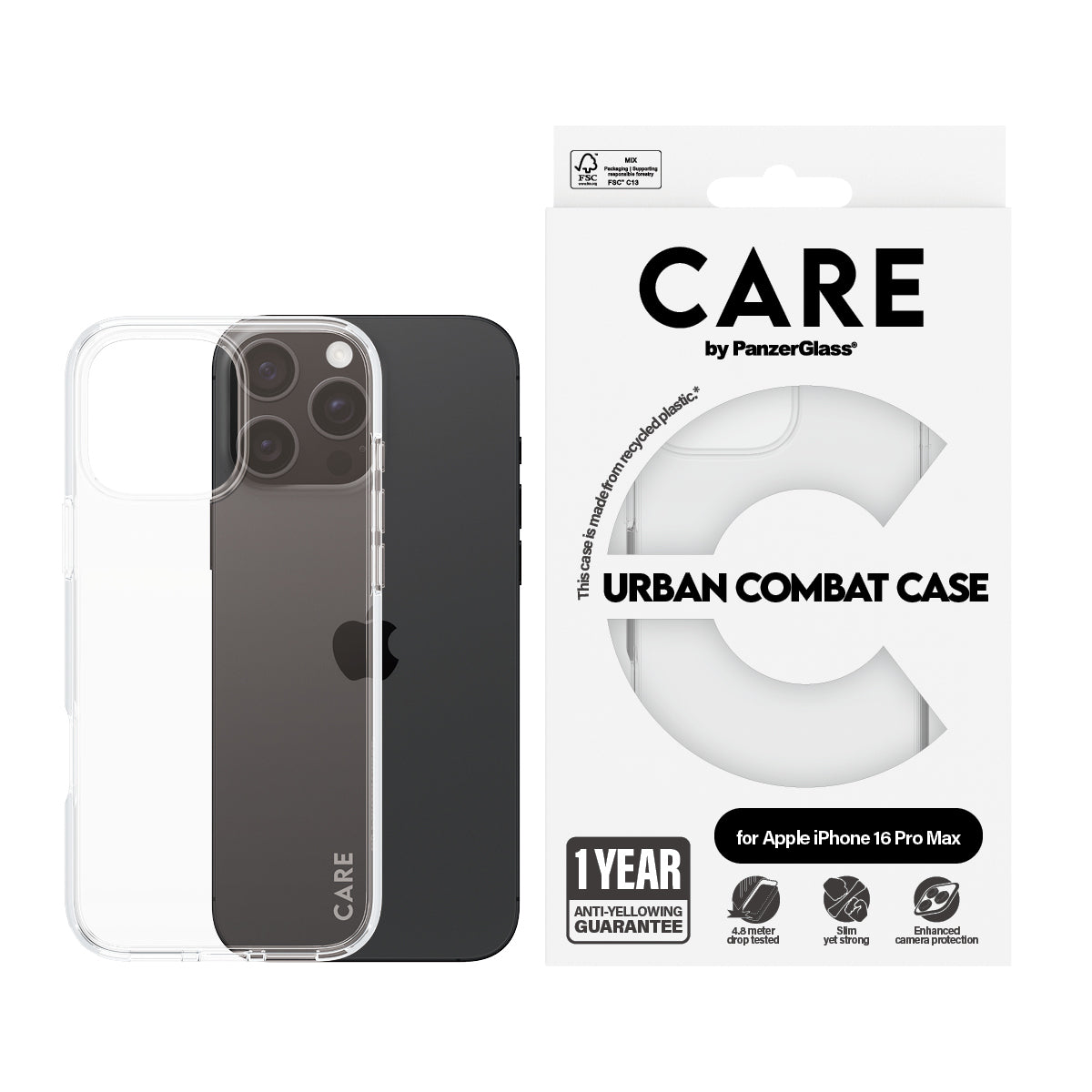  anzerGlass 1356 5715685004223 Mobiltelefonfodral   CARE by PG Transparent iPhone16 6.9 Pro www.electricalstuff.se Electrical