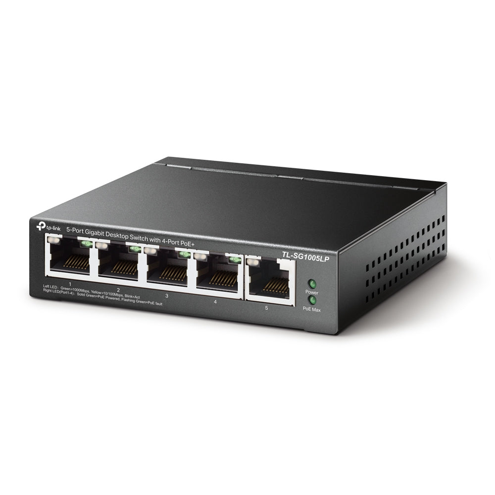  trömförsörjning via Ethernet (PoE) stöd Svart TP-Link TL-SG1005LP 6935364052737|6935364052720 Nätverksswitchar   TL-SG1005LP
