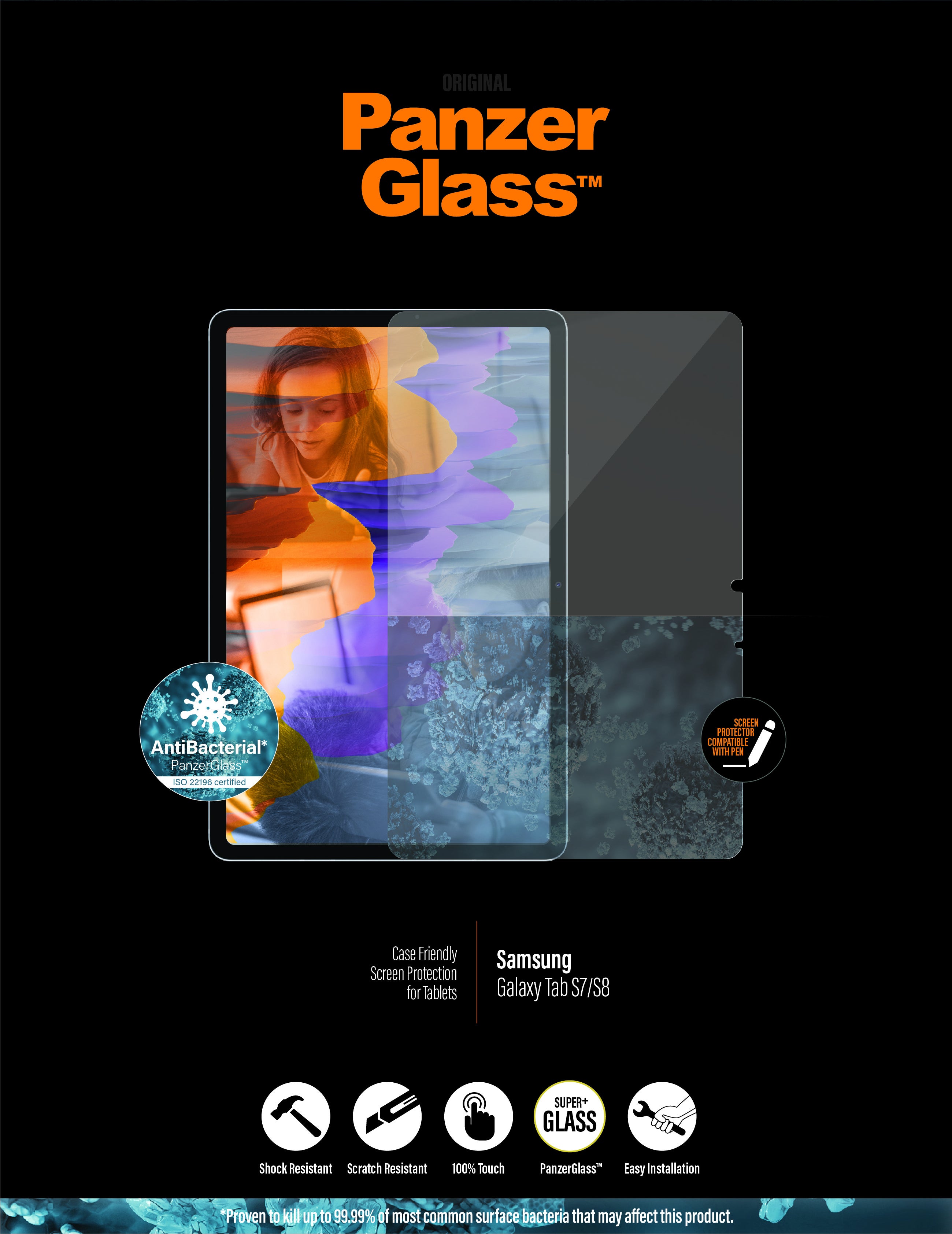  nligt skärmskydd Samsung 1 styck PanzerGlass 7241 5711724072413 Skärmskydd för Surfplattor   7241 www.electricalstuff.se Ele