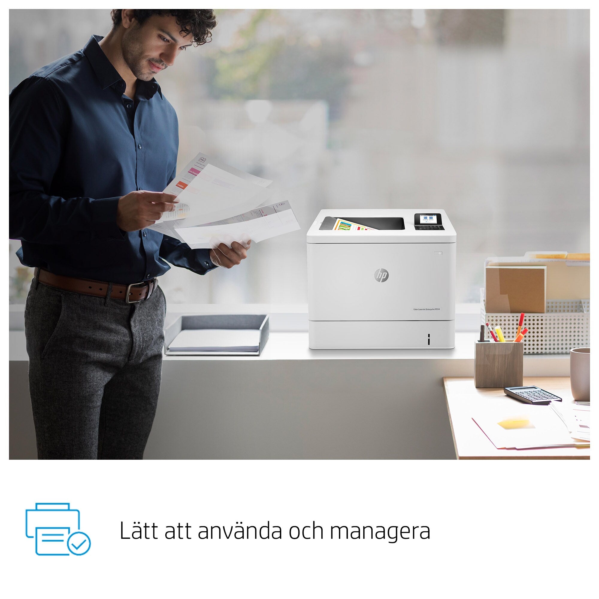  uff.se   HP Color LaserJet Enterprise M554dn skrivare, Utskrift, Utskrift från USB-port på framsidan; Dubbelsidig utskrift H