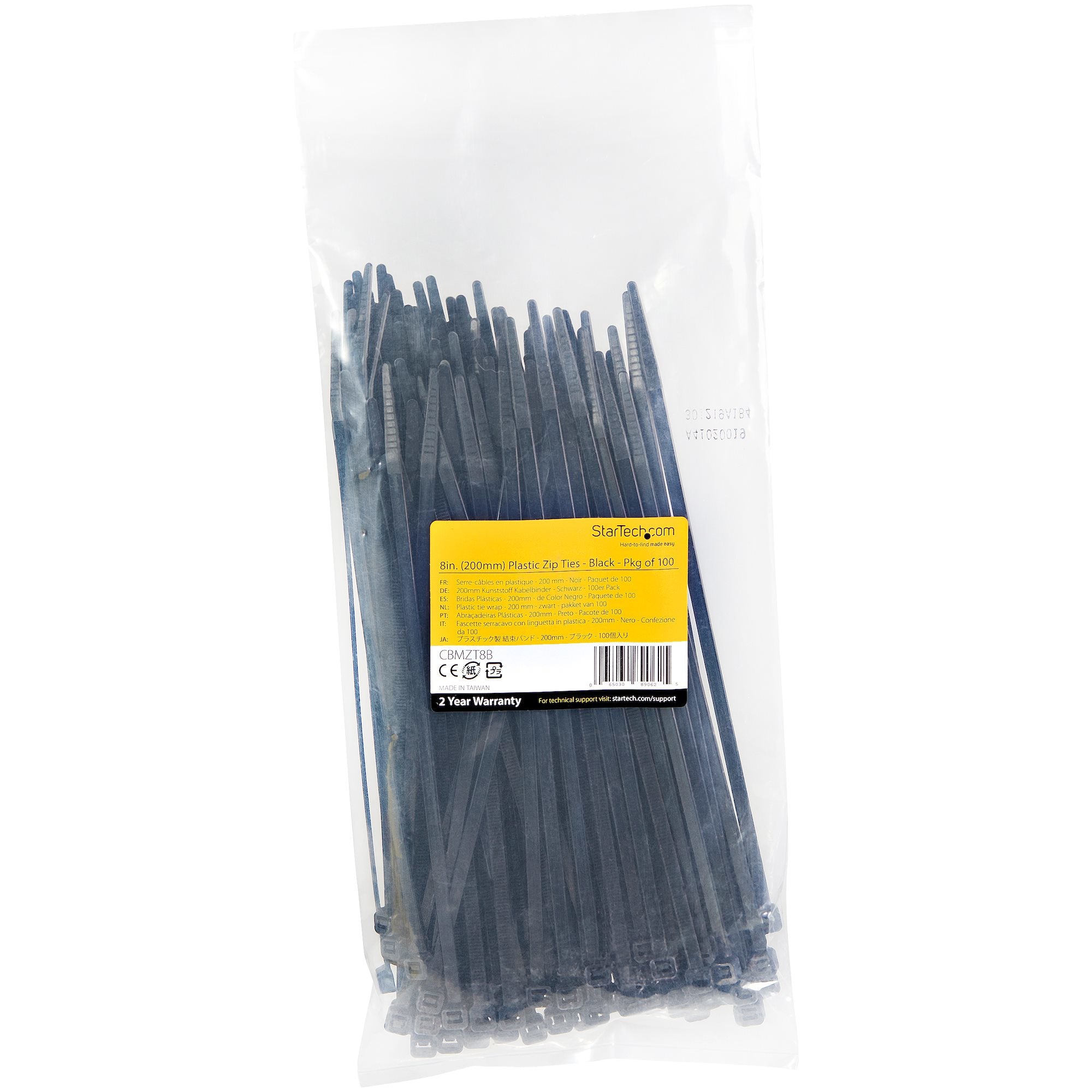  UL listad, 100-pack - svart StarTech.com CBMZT8B 0065030890625|065030890625 Buntband   20cm kabelkopplingar - 4mm bred, 55mm