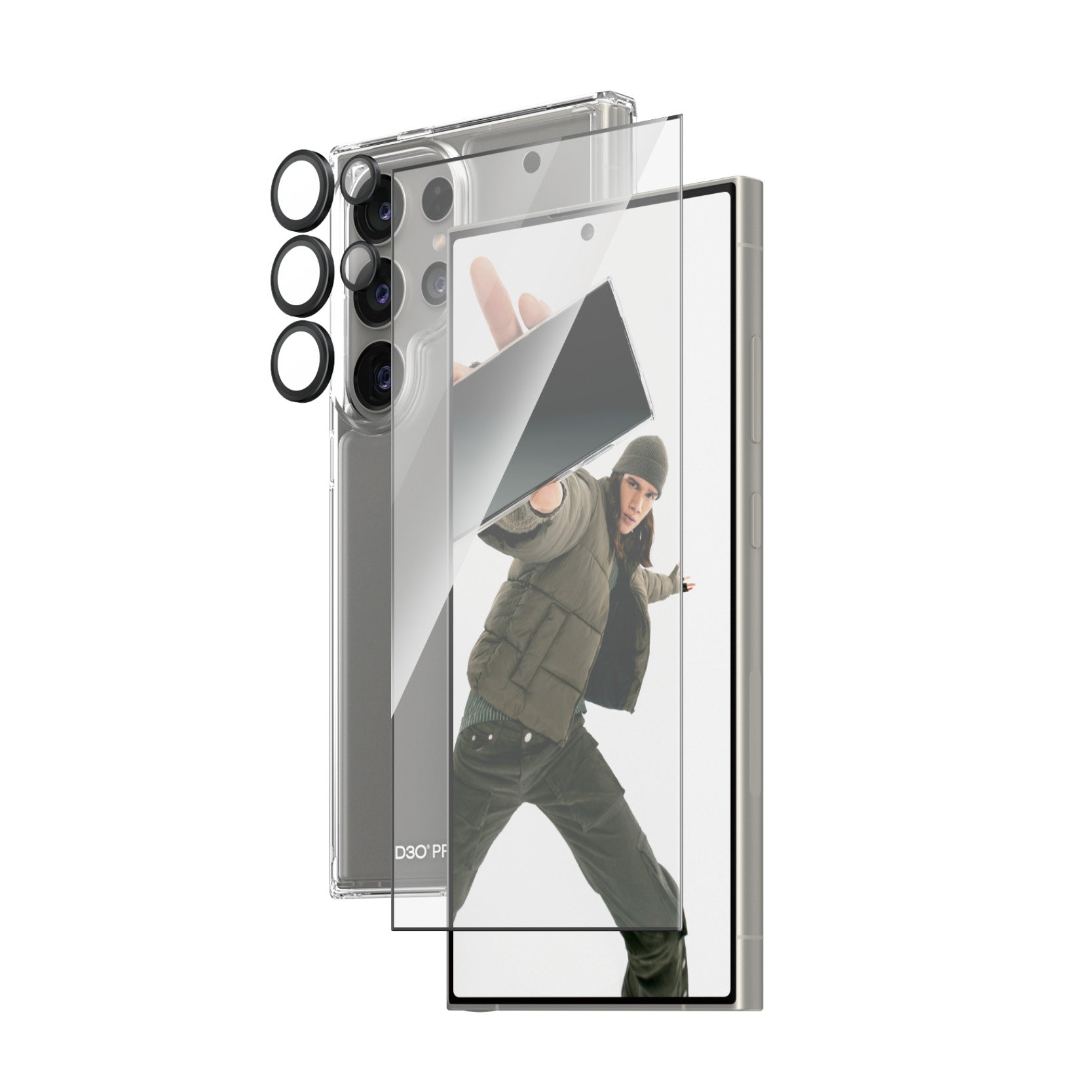  www.electricalstuff.se ElectricalStuff.se   PanzerGlass 3-in-1 Bundle Glas, Case, Cam Genomskinligt skärmskydd Samsung 1 sty
