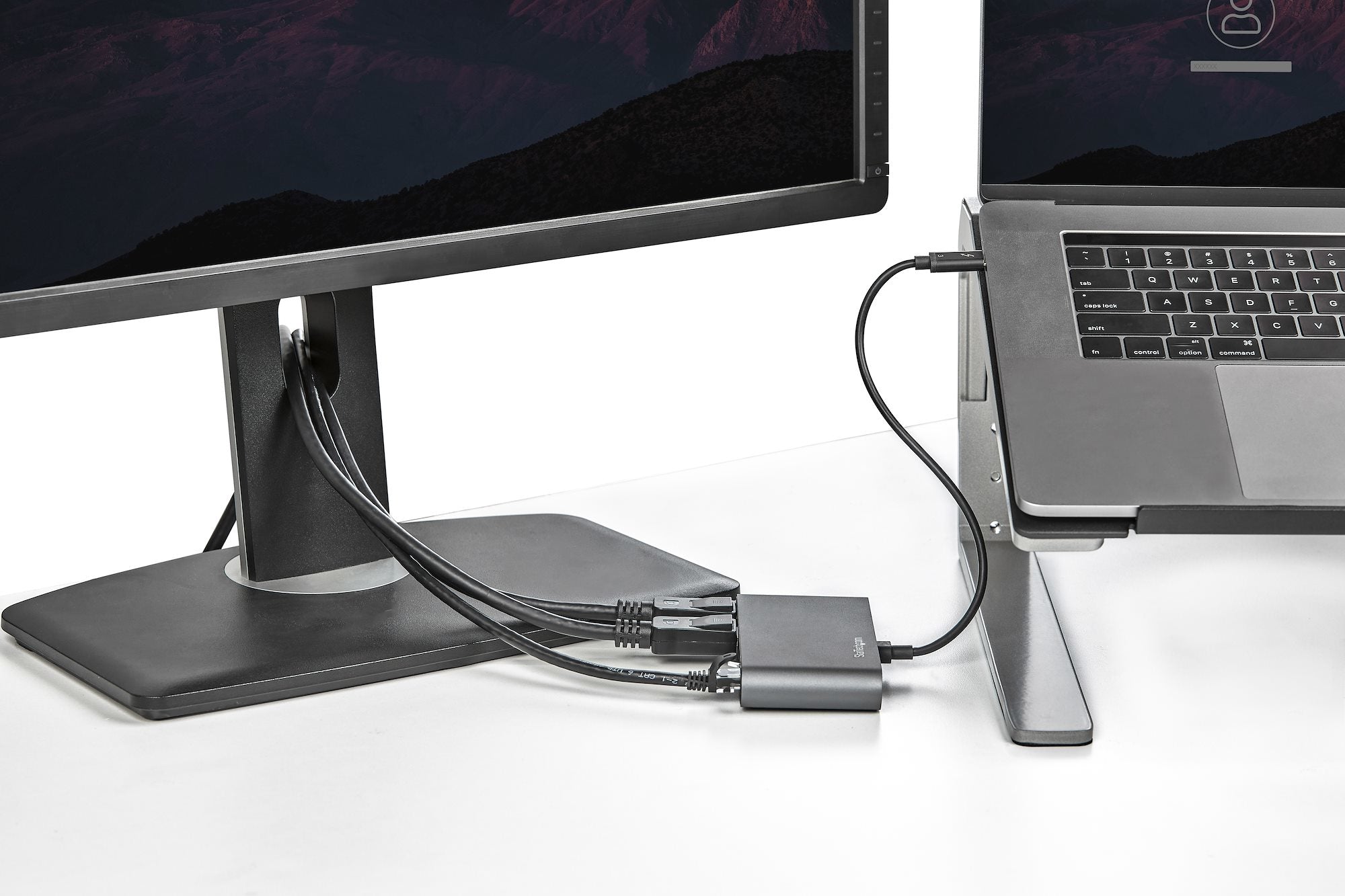  hunderbolt 3-minidockningsstation - bärbar TB3-dockningsstation för dubbelskärm med DisplayPort 4K 60 Hz - 1x USB-A (3.2) oc