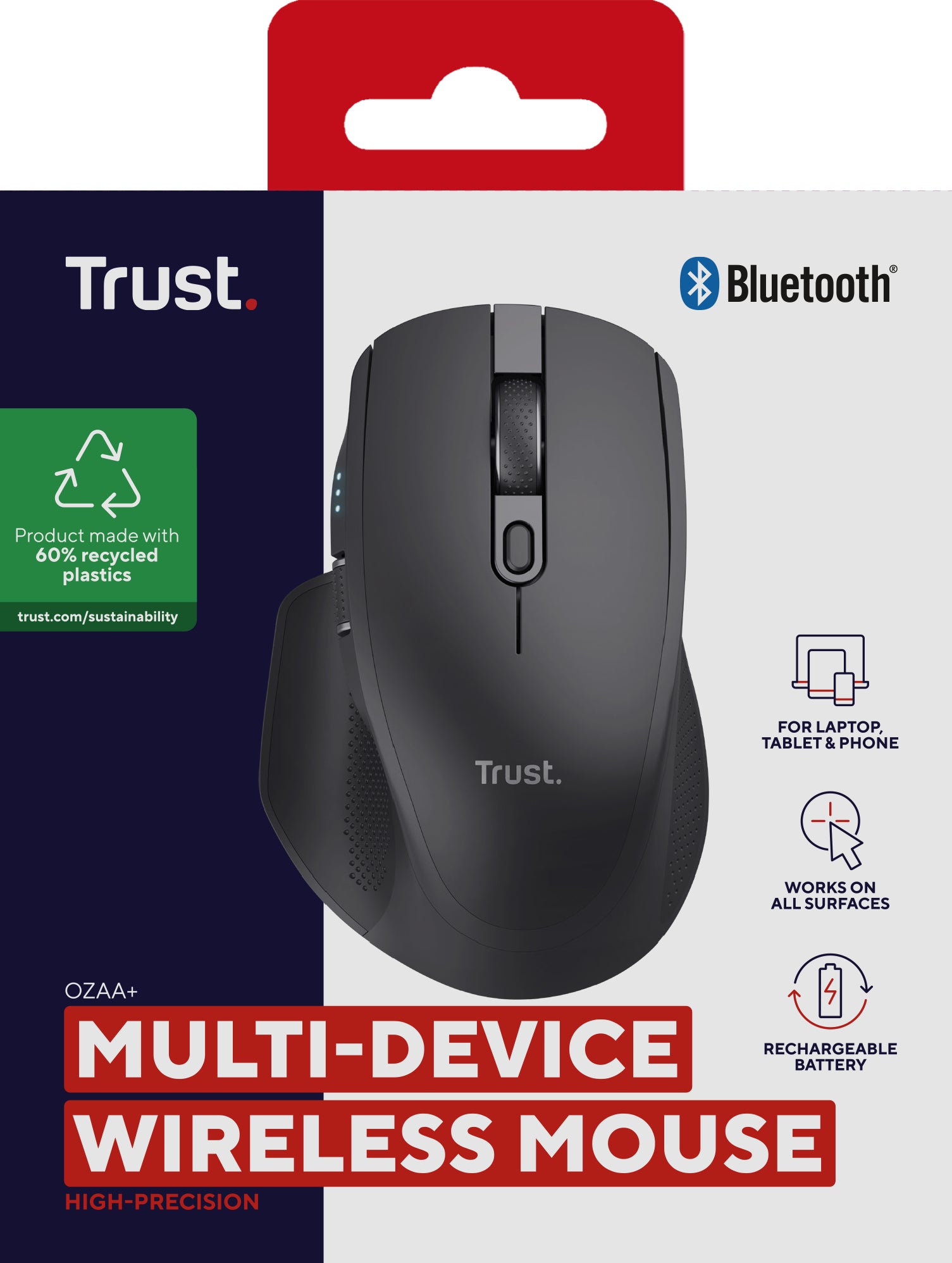  f.se   Trust Ozaa+ datormöss Kontor högerhand Trådlös RF + Bluetooth Optisk 3200 DPI Trust 24820 8713439248203 Datormöss   O