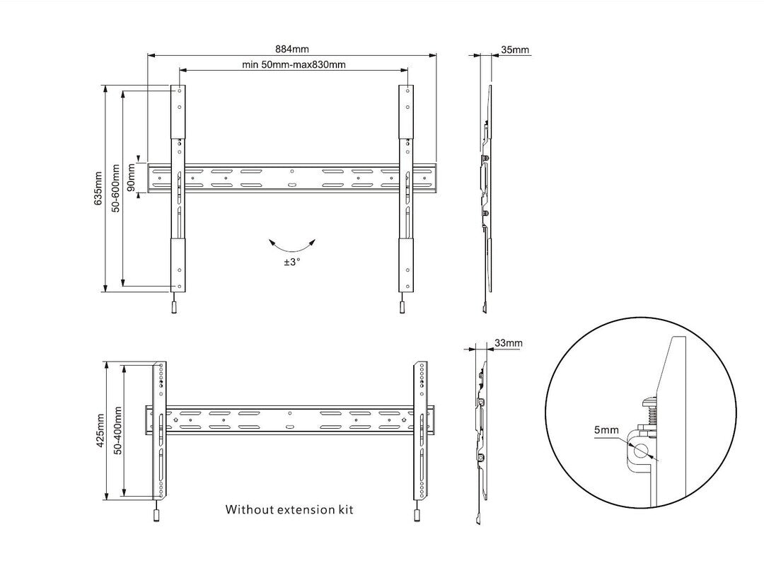  ts 0518 tv-fäste 2,29 m (90") Svart Multibrackets 0518 7350105210518 TV-fästen   0518 www.electricalstuff.se ElectricalStuff