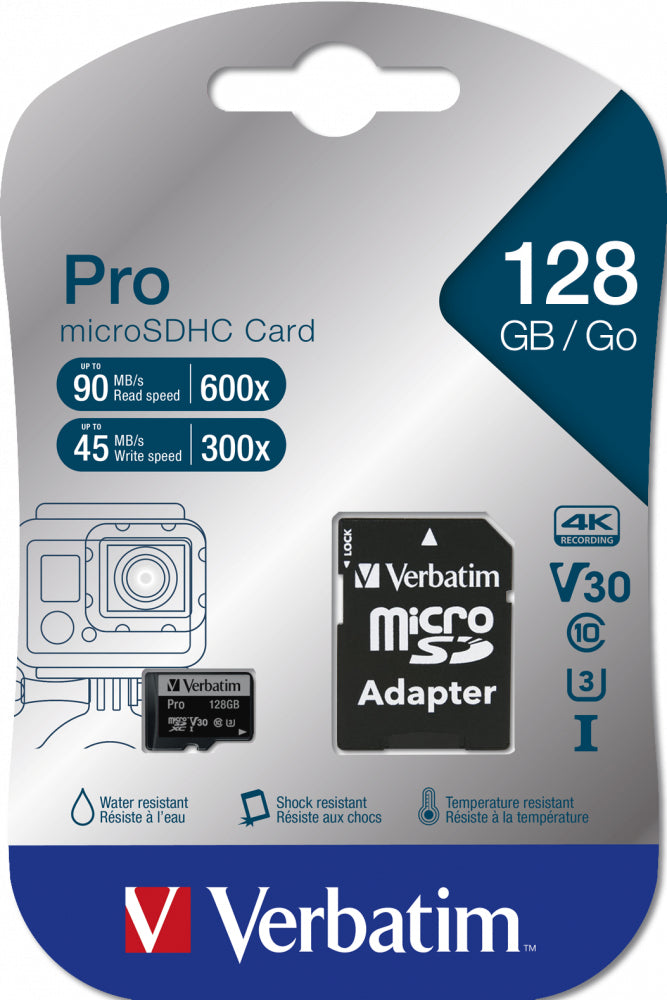  www.electricalstuff.se ElectricalStuff.se   Verbatim Pro 128 GB MicroSDXC UHS-I Klass 10 Verbatim 47044 0023942470441|023942