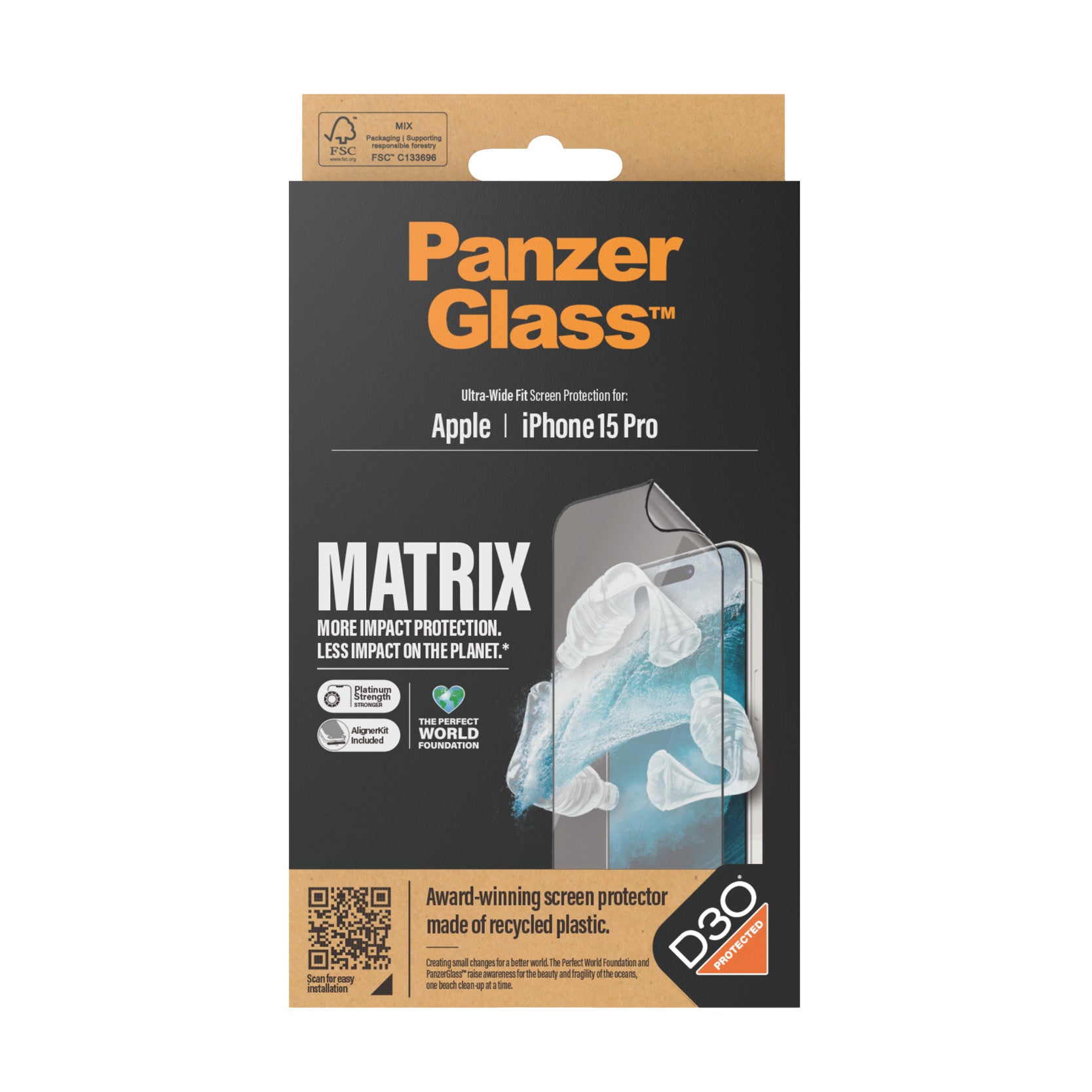  alstuff.se ElectricalStuff.se   PanzerGlass UWF Matrix with D30 (Rec. PET) Genomskinligt skärmskydd Apple 1 styck PanzerGlas