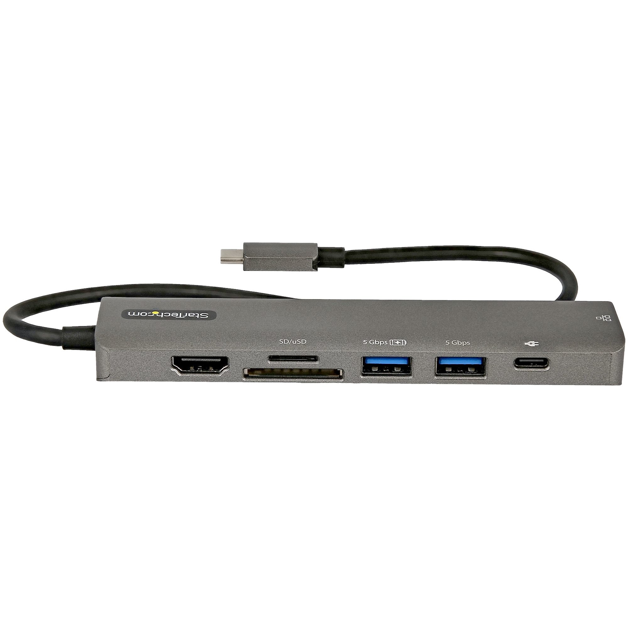   Delivery Pass-through, SD/MicroSD, 2-portars USB 3.0-hubb, GbE - USB Type-C mini dockningsstation - 30 cm lång ansluten kab