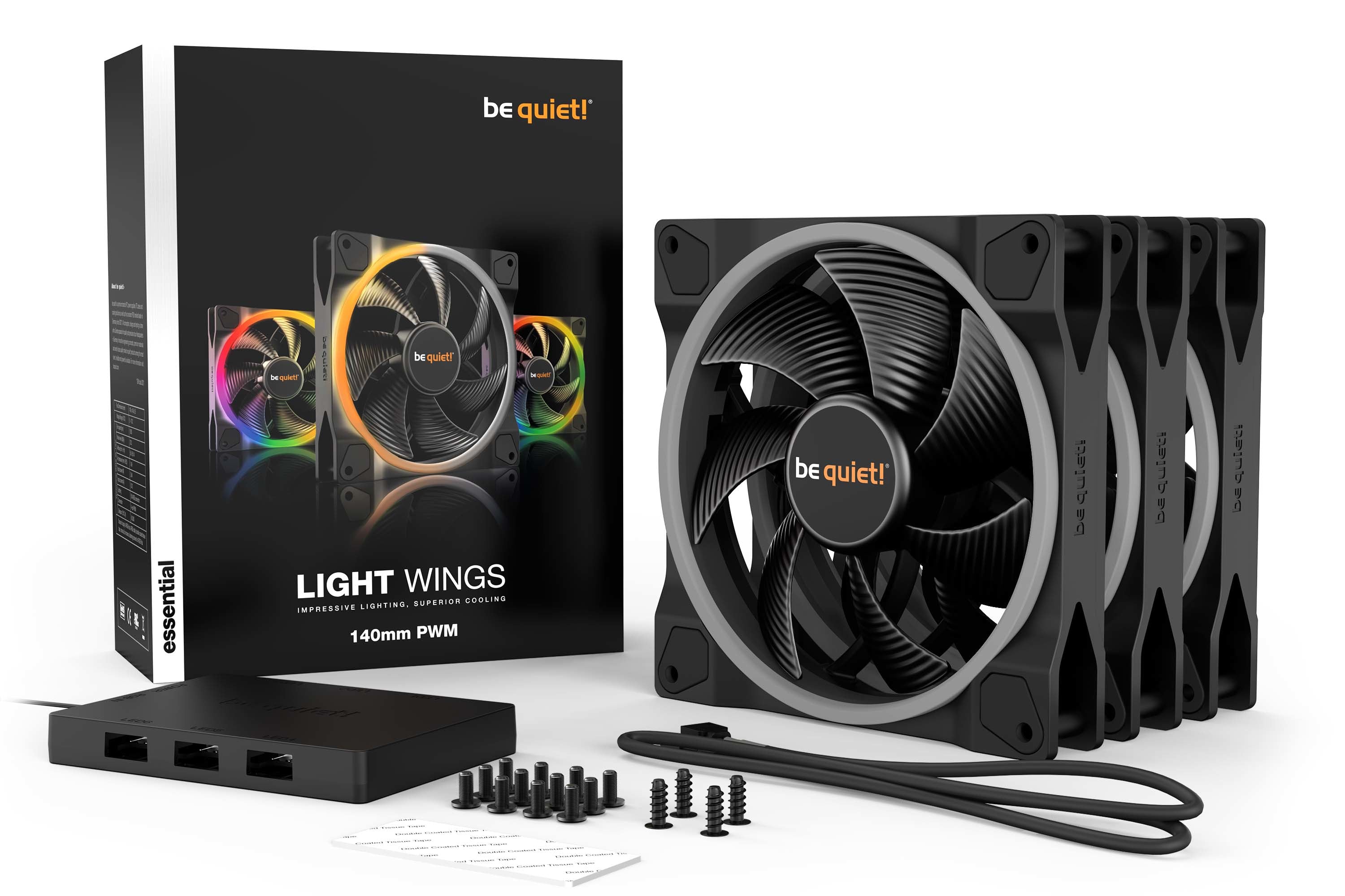  s | 140mm PWM Triple Pack www.electricalstuff.se ElectricalStuff.se   be quiet! Light Wings | 140mm PWM Triple Pack Datorväs