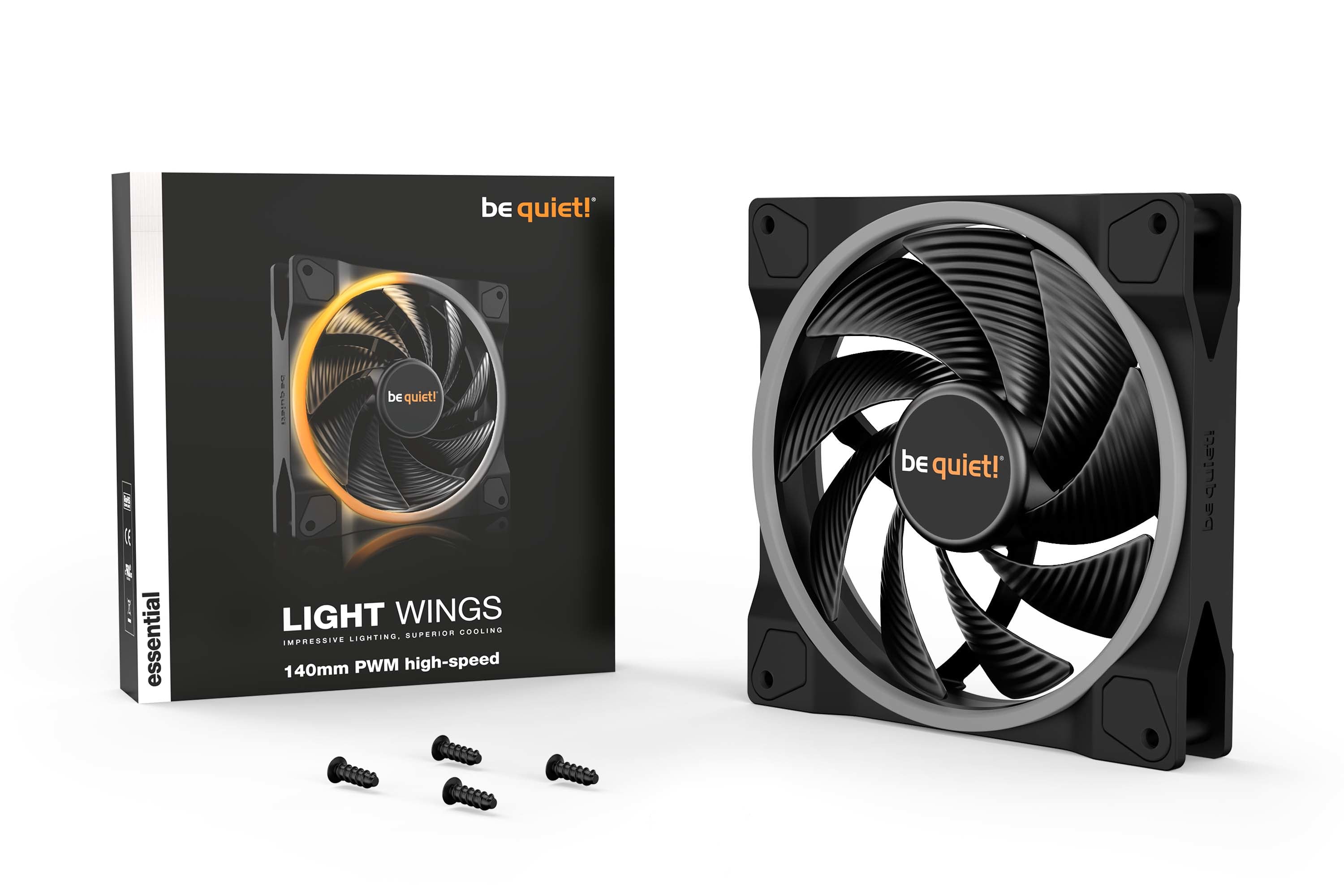  40mm PWM high-speed Datorväska Fan 14 cm Svart 1 styck be quiet! BL075 4260052188798 Kylsystem för Datorer   Light Wings | 1