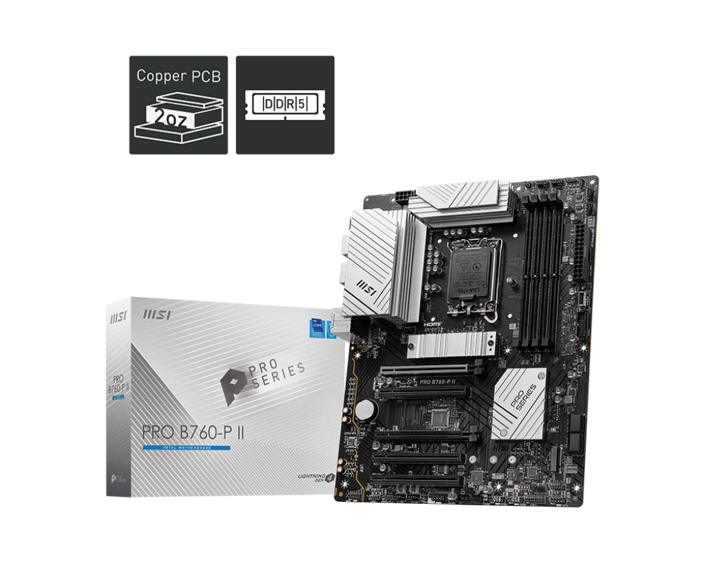 3887 Moderkort   PRO B760-P II www.electricalstuff.se ElectricalStuff.se   MSI PRO B760-P II moderkort Intel B760 LGA 1700 A