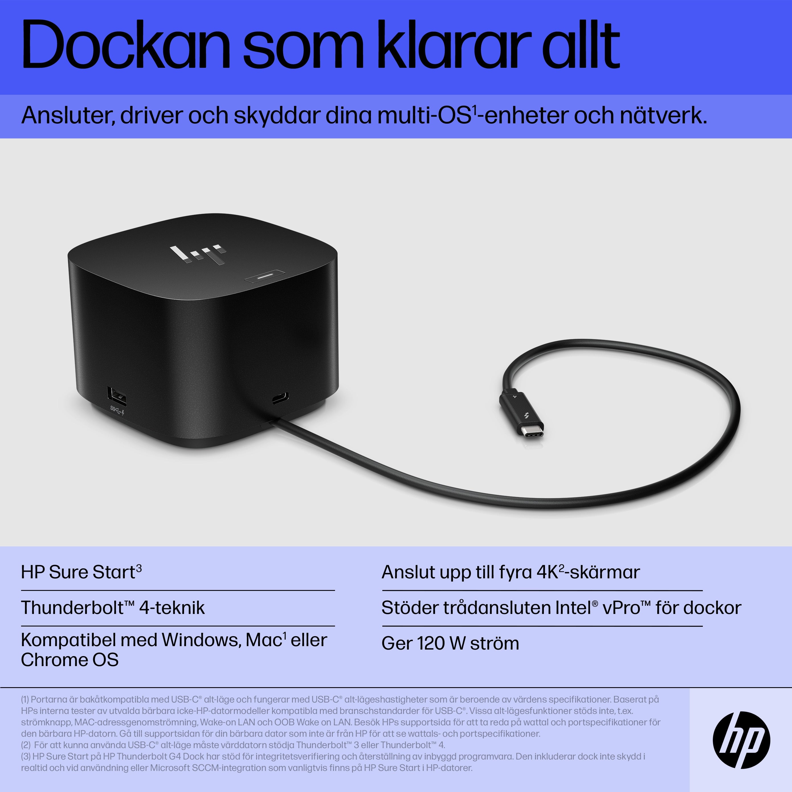  ner För Bärbara Datorer   Thunderbolt-docka 120 W G4 www.electricalstuff.se ElectricalStuff.se   HP Thunderbolt-docka 120 W 