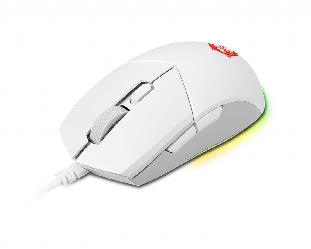  HITE datormöss Spela Ambidextrous USB Type-A Optisk 5000 DPI MSI S12-0401950-CLA 4719072813536 Datormöss   CLUTCH GM11 WHITE