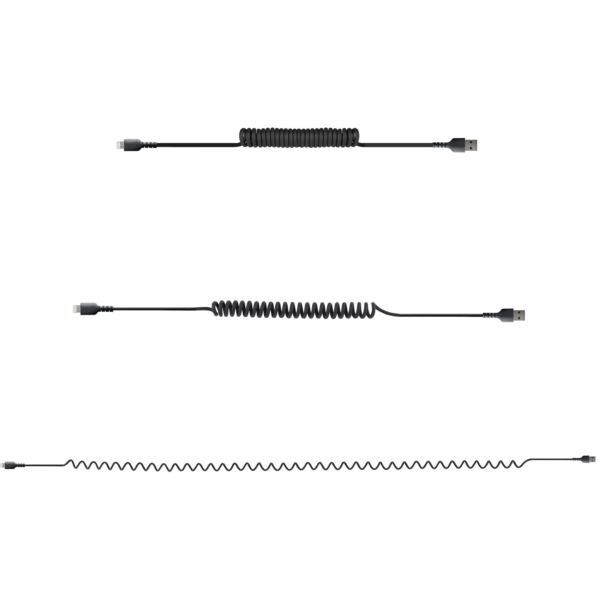   slitstark aramidfiber, kraftig Lightning-spiralkabel 1 m USB till Lightning-kabel, MFi-certifierad, spiralkabelwww.electric