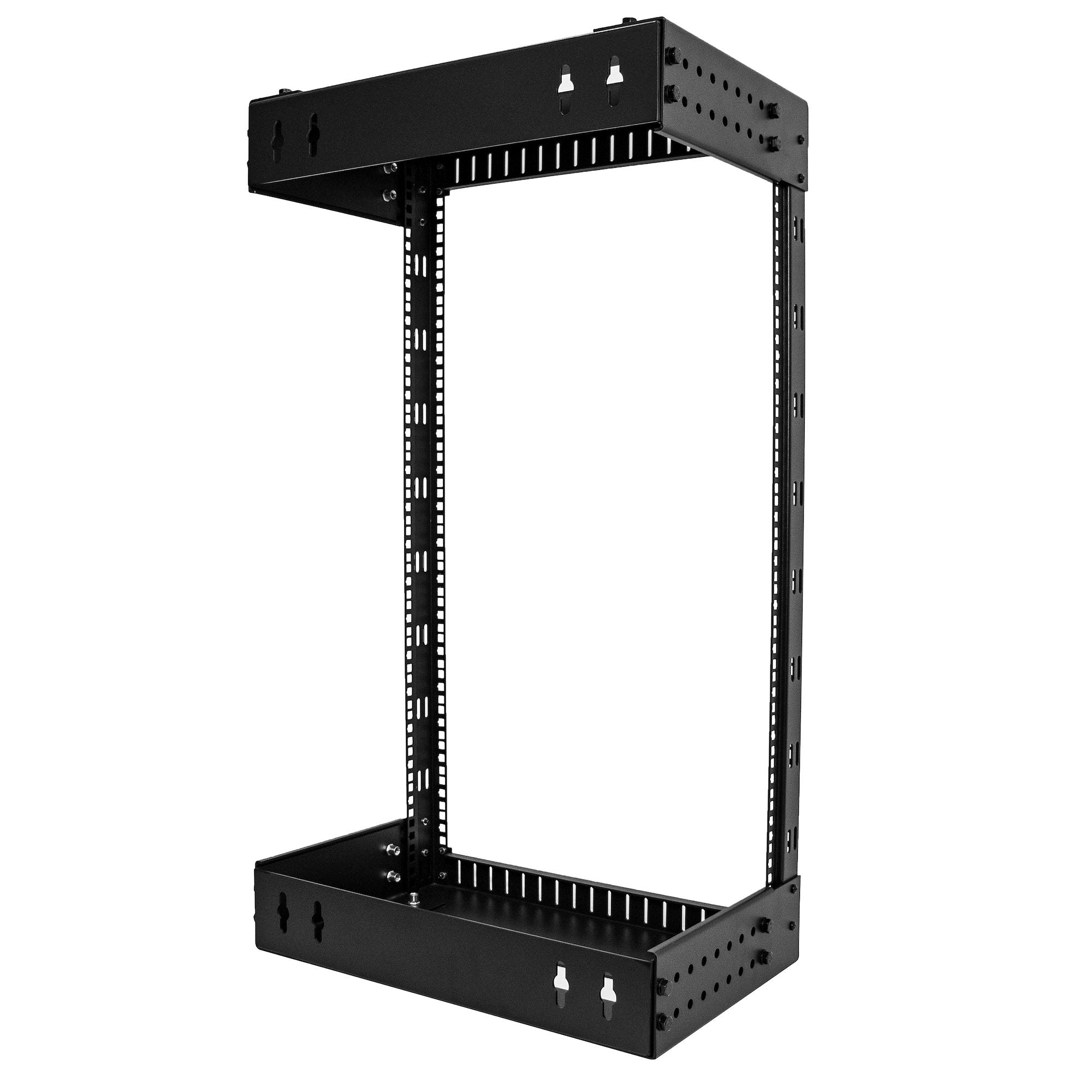  errack med öppen ram och justerbart djup, väggmonterat datarack för IT/AV/patchpanel/datorutrustning - korgmuttrar och skruv