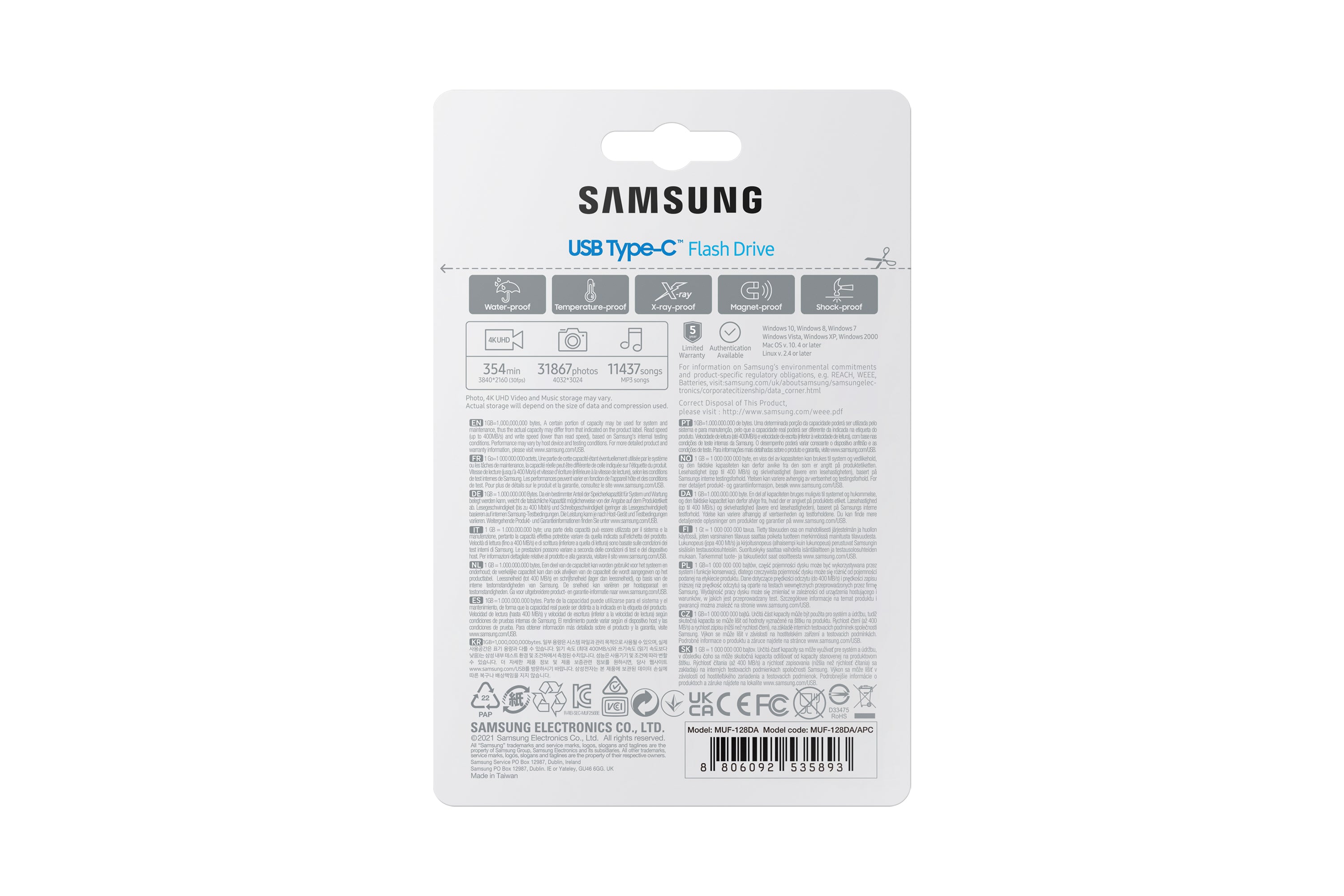  DA USB-sticka 128 GB USB Type-C 3.2 Gen 1 (3.1 Gen 1) Blå Samsung MUF-128DA/APC 8806092535893 USB-Sticka   MUF-128DA www.ele