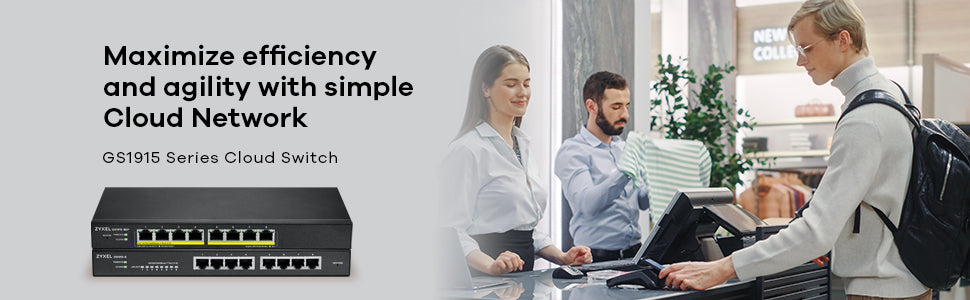  5-8EP hanterad L2 Gigabit Ethernet (10/100/1000) Strömförsörjning via Ethernet (PoE) stöd Svart Zyxel GS1915-8EP-EU0101F 471