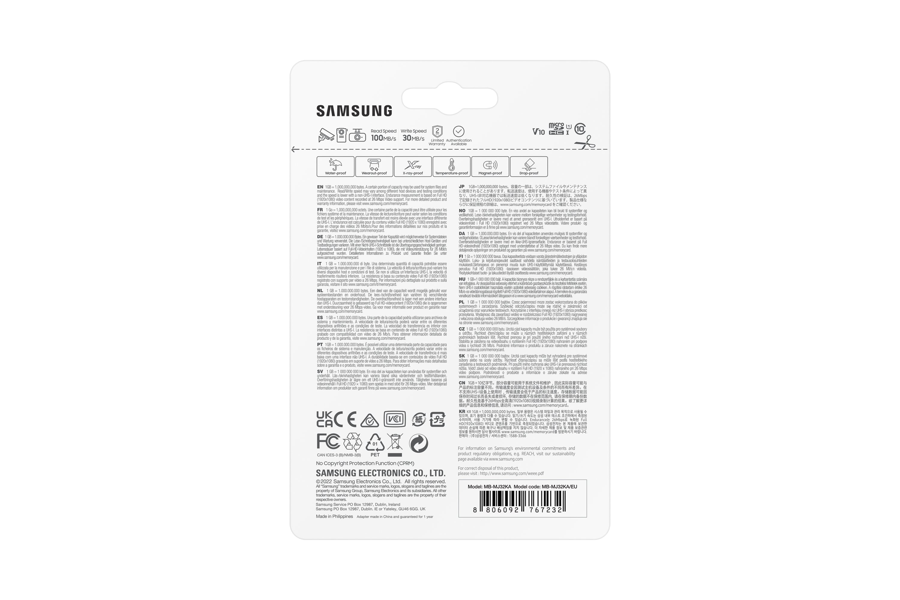  ng MB-MJ32KA/EU 8806092767232 Flashminne   MB-MJ32K www.electricalstuff.se ElectricalStuff.se   Samsung MB-MJ32K 32 GB Micro