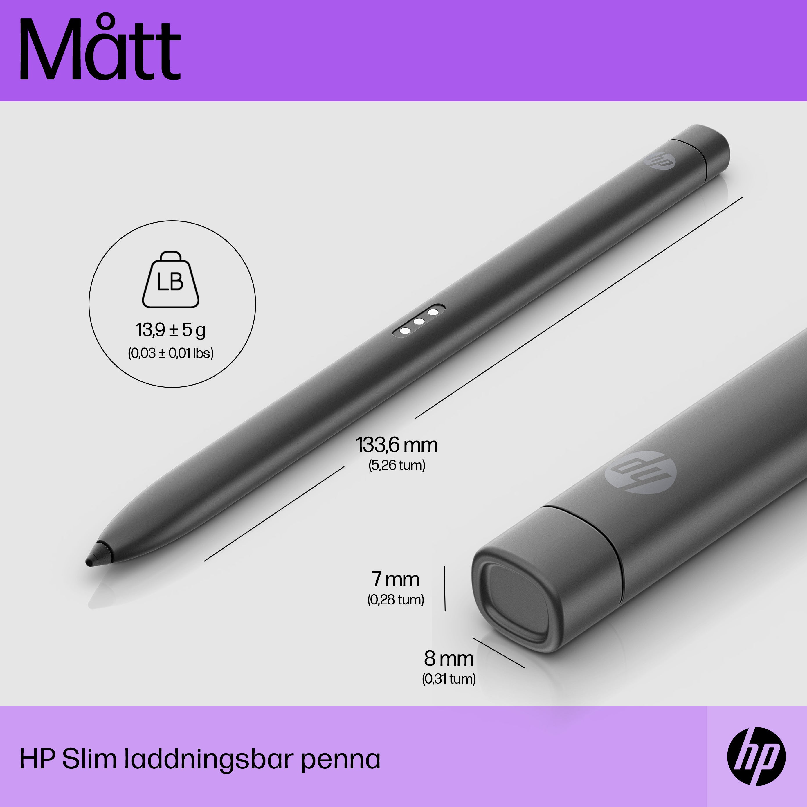  196337930711 Stylus-Pennor   Slim Rechargeable Pen www.electricalstuff.se ElectricalStuff.se   HP Slim Rechargeable Pen HP 6