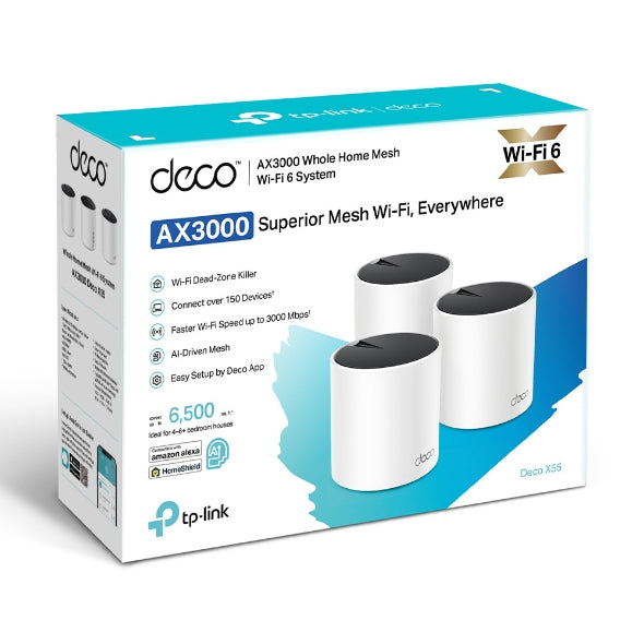  .se ElectricalStuff.se   TP-Link AX3000 Dual-band (2,4 GHz / 5 GHz) Wi-Fi 6 (802.11ax) Vit 3 Intern TP-Link DECO X55(3-PACK)