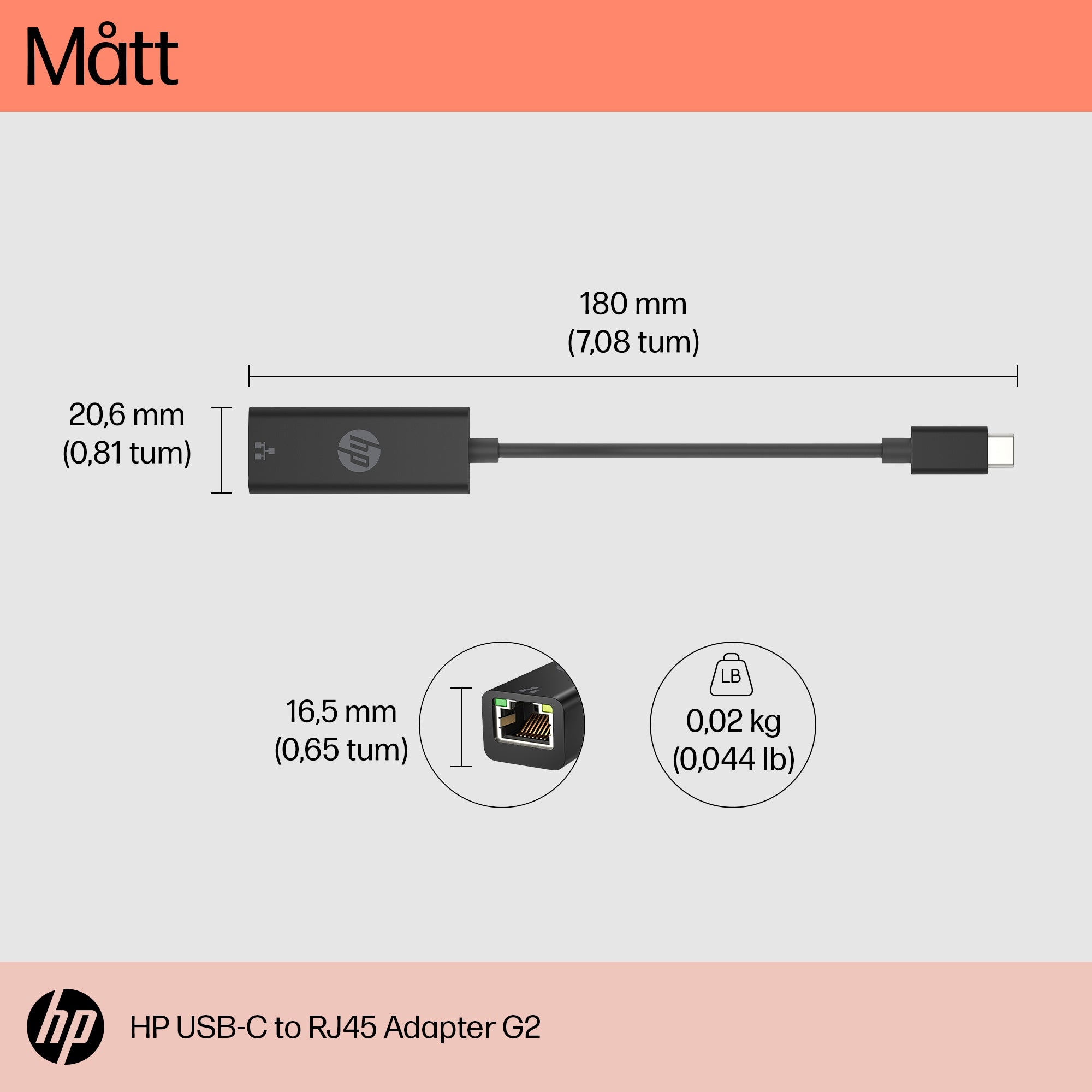  www.electricalstuff.se ElectricalStuff.se   HP USB-C till RJ45 G2-adapter HP 4Z534AA#ABB 0196188550175|196188550175 Dockning