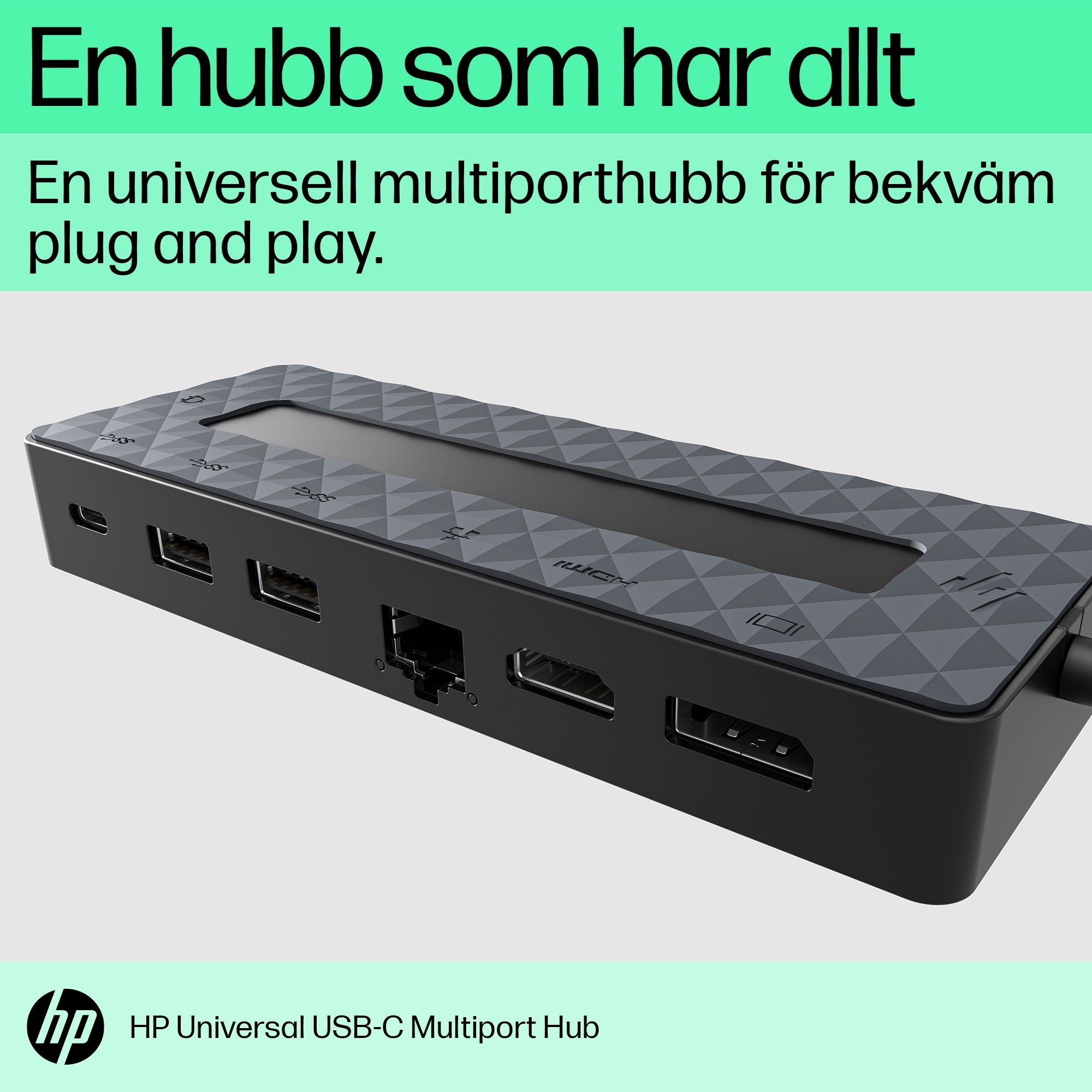  USB-C Multiport Hub HP 50H98AA#ABB 0196188637197|196188637197 Dockningsstationer För Bärbara Datorer   Universal USB-C Multi