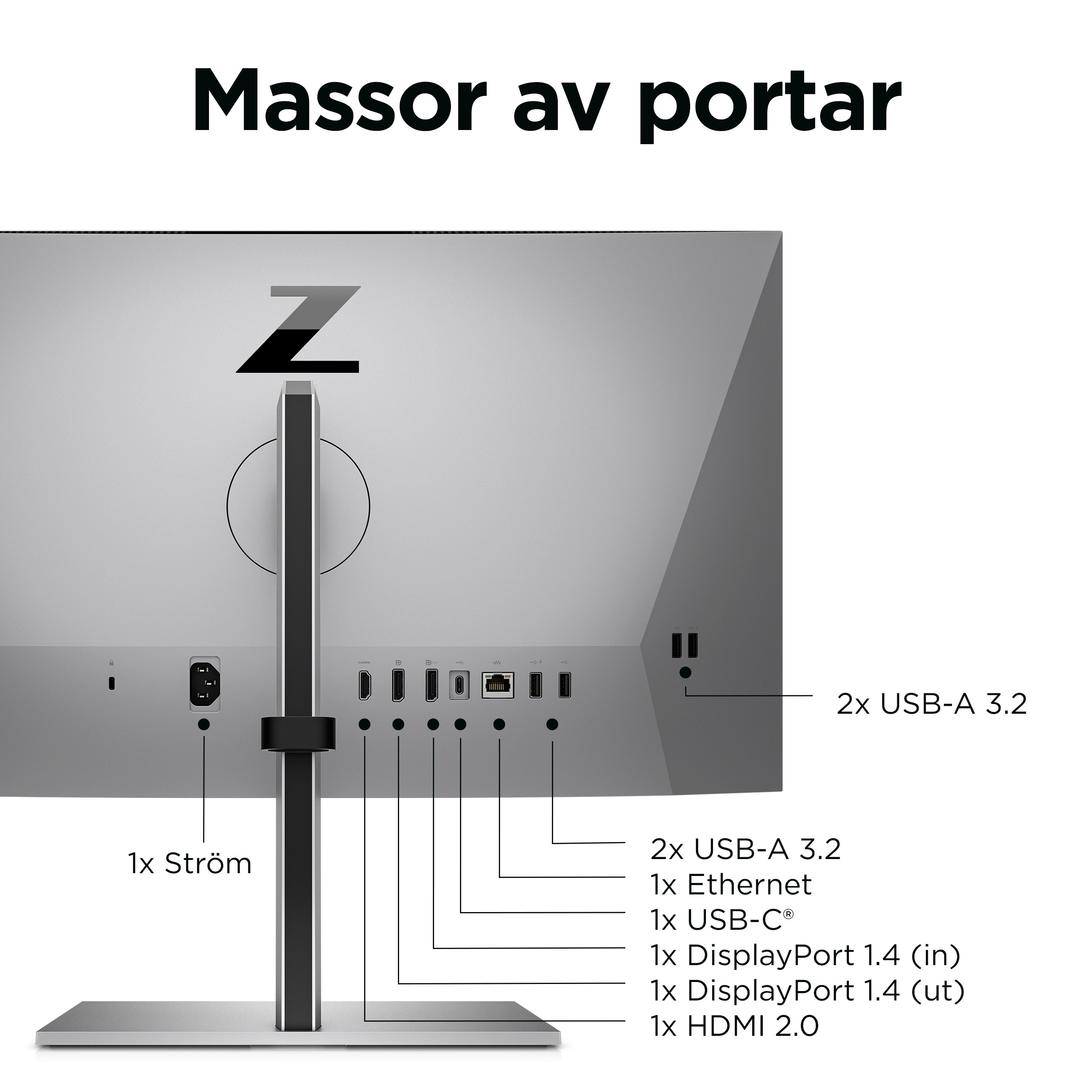   platta pc-skärmar 60,5 cm (23.8") 2560 x 1440 pixlar Quad HD Silver HP 4Q8N9AA#ABB 0196188123478|196188123478 Platta Pc-Skä