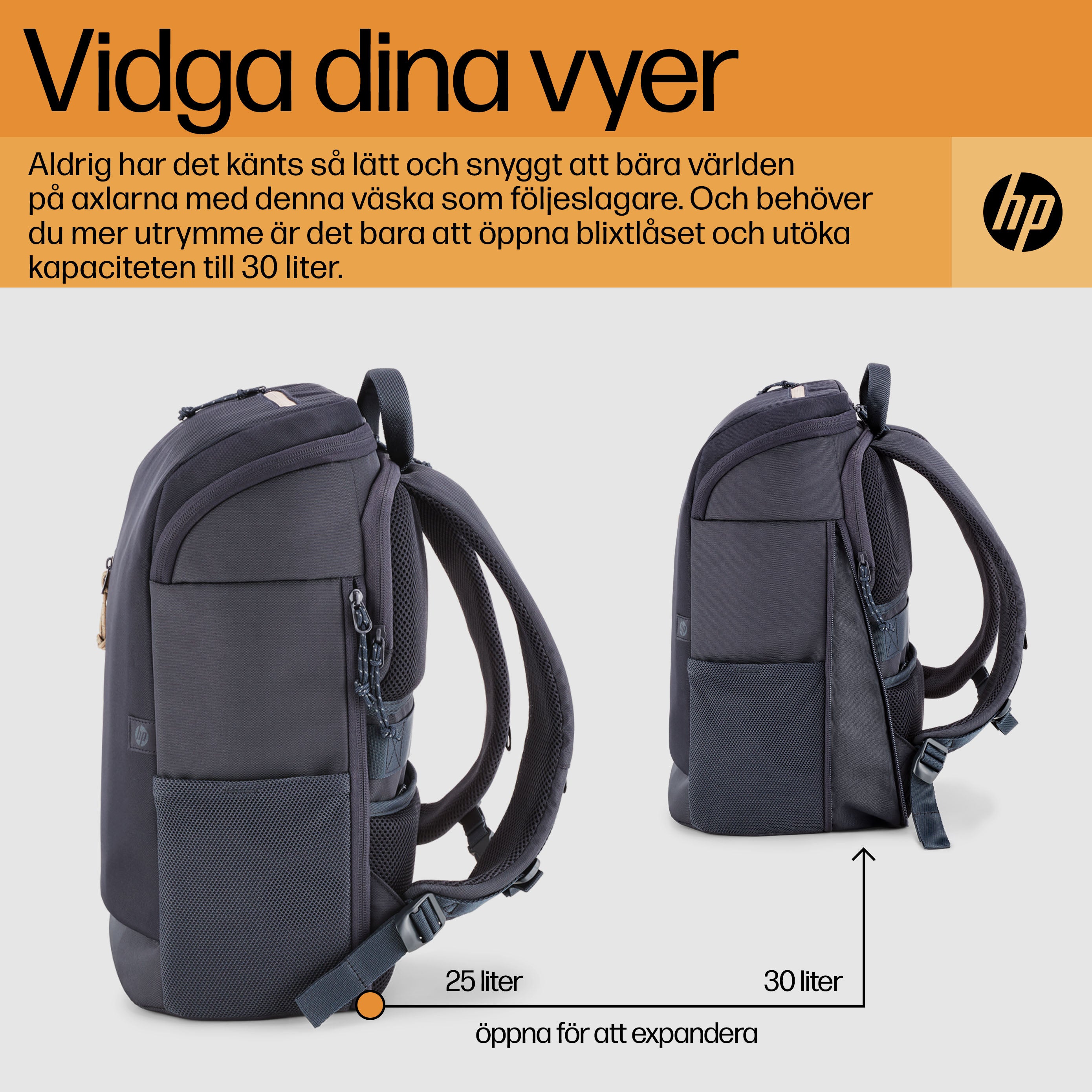  liter blå ryggsäck för 15,6 tum bärbar dator www.electricalstuff.se ElectricalStuff.se   HP Travel 25 liter blå ryggsäck för