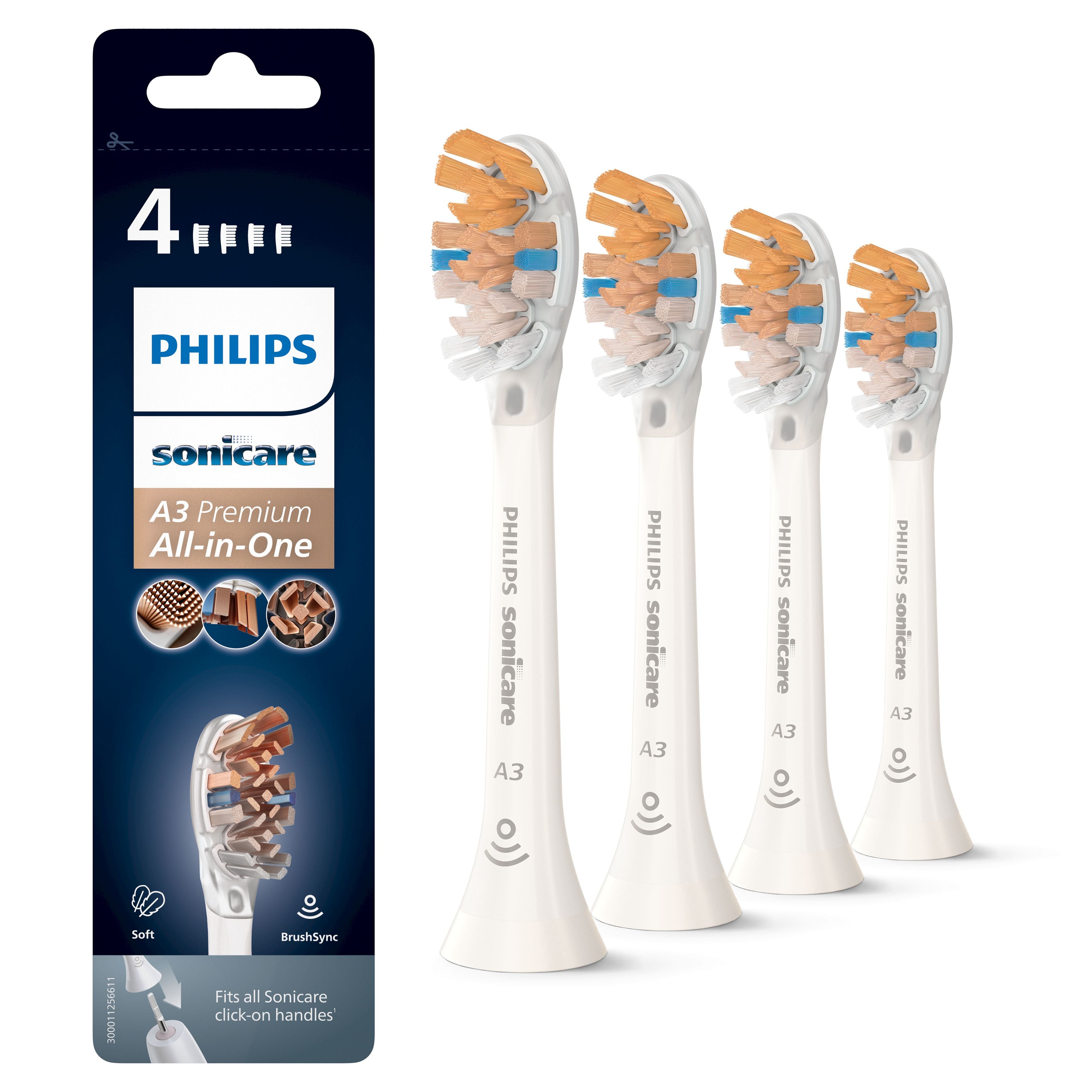 www.electricalstuff.se ElectricalStuff.se   Philips A3 Premium All-in-One HX9094/10 4x Soniska tandborsthuvuden - Vit Philip