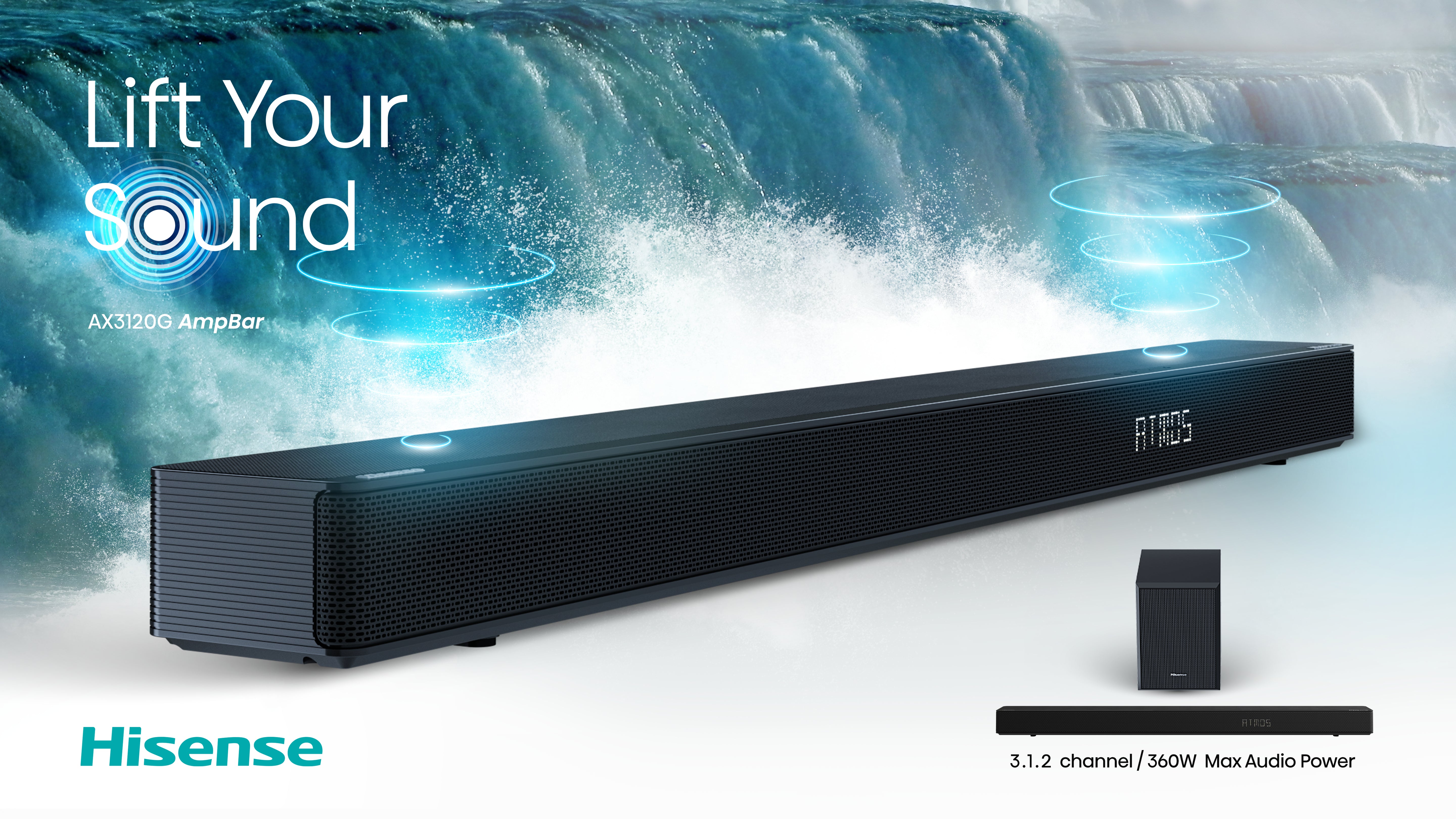  ense AX3120G soundbar-högtalare Svart 3.1.2 kanaler 360 W Hisense AX3120G 6942147495063 Soundbar-Högtalare   AX3120G www.ele